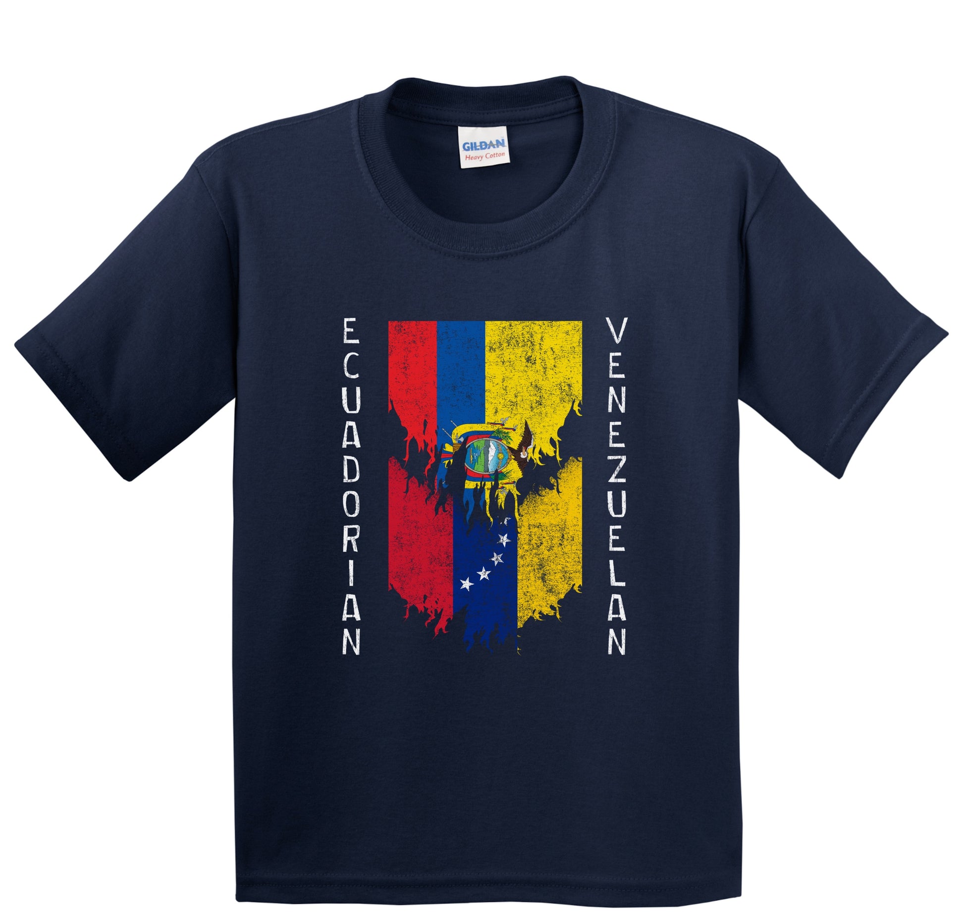 Ecuadorian Venezuelan Flags Ripped Torn Ecuador Venezuela Youth T-Shirt