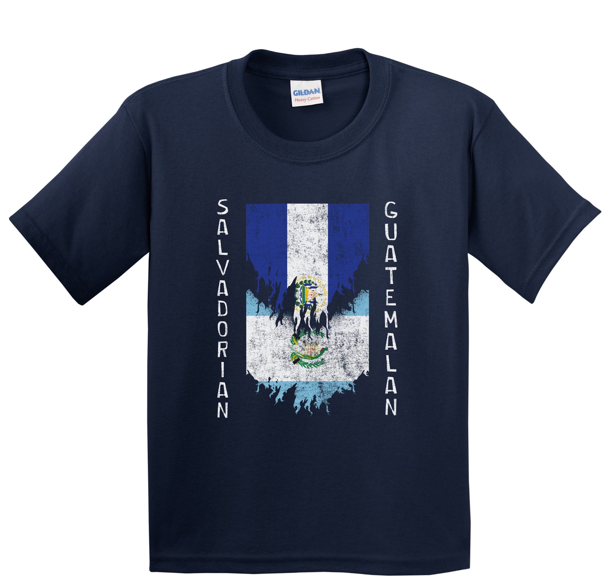 Salvadorian Guatemalan Flags Ripped Torn El Salvador Guatemala Youth T-Shirt