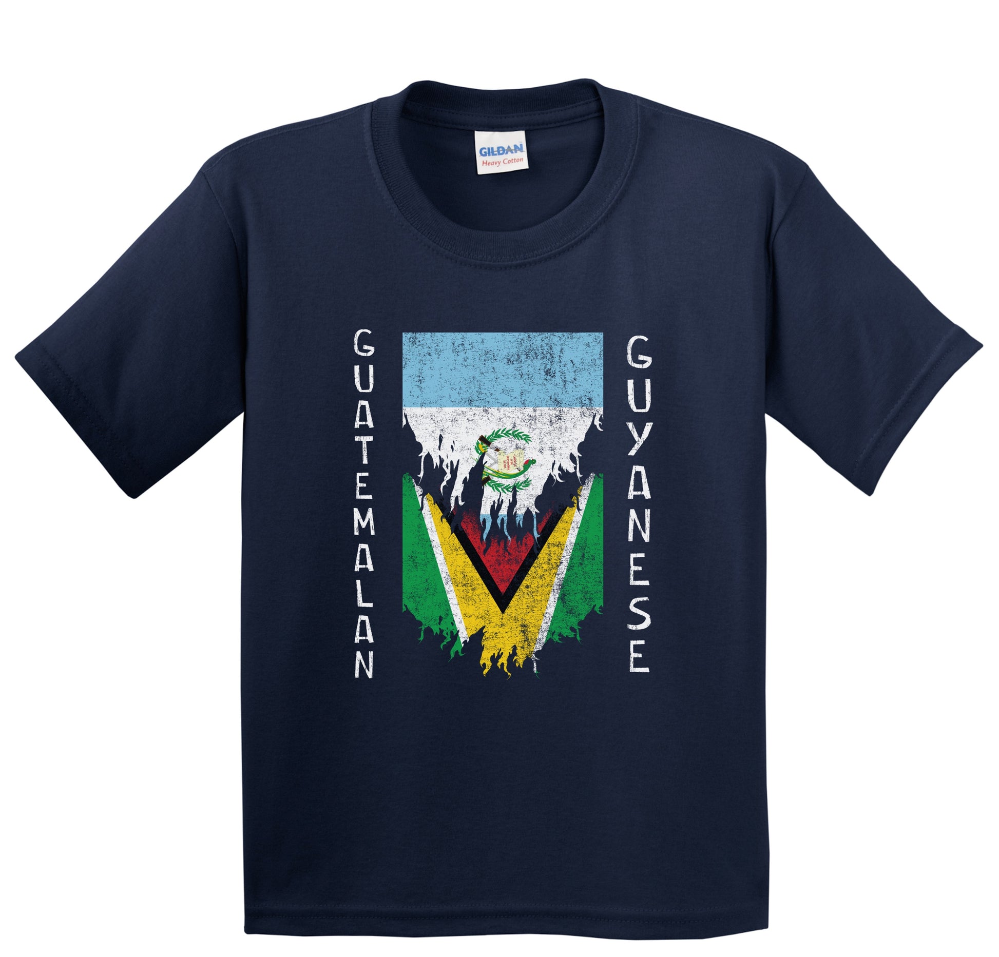 Guatemalan Guyanese Flags Ripped Torn Guatemala Guyana Youth T-Shirt