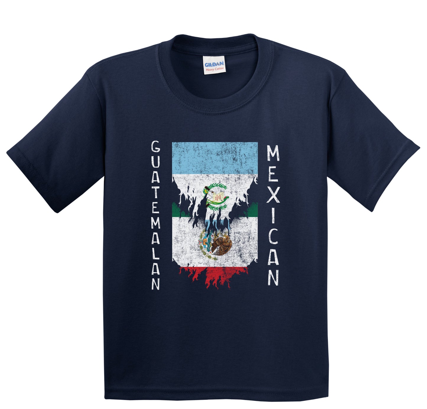 Guatemalan Mexican Flags Ripped Torn Guatemala Mexico Youth T-Shirt