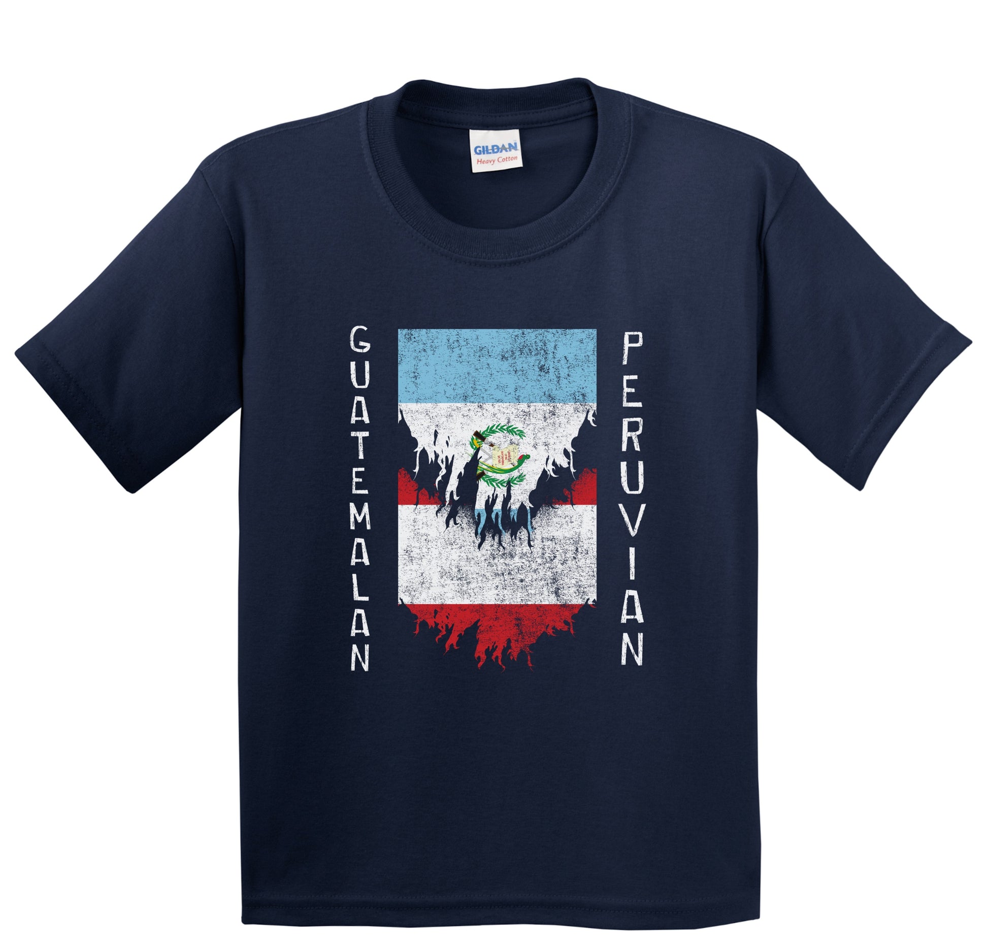 Guatemalan Peruvian Flags Ripped Torn Guatemala Peru Youth T-Shirt