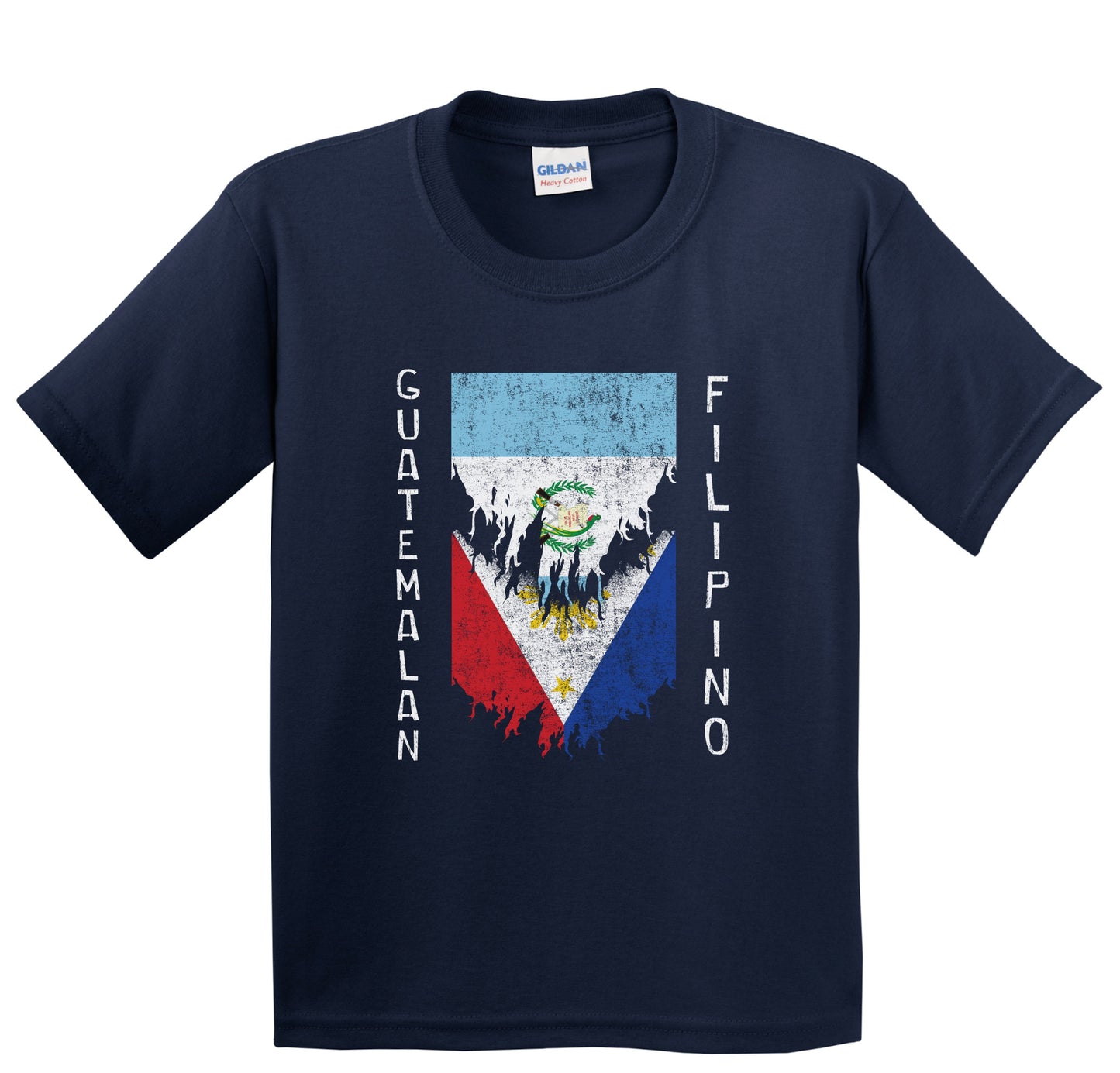 Guatemalan Filipino Flags Ripped Torn Guatemala Philippines Youth T-Shirt