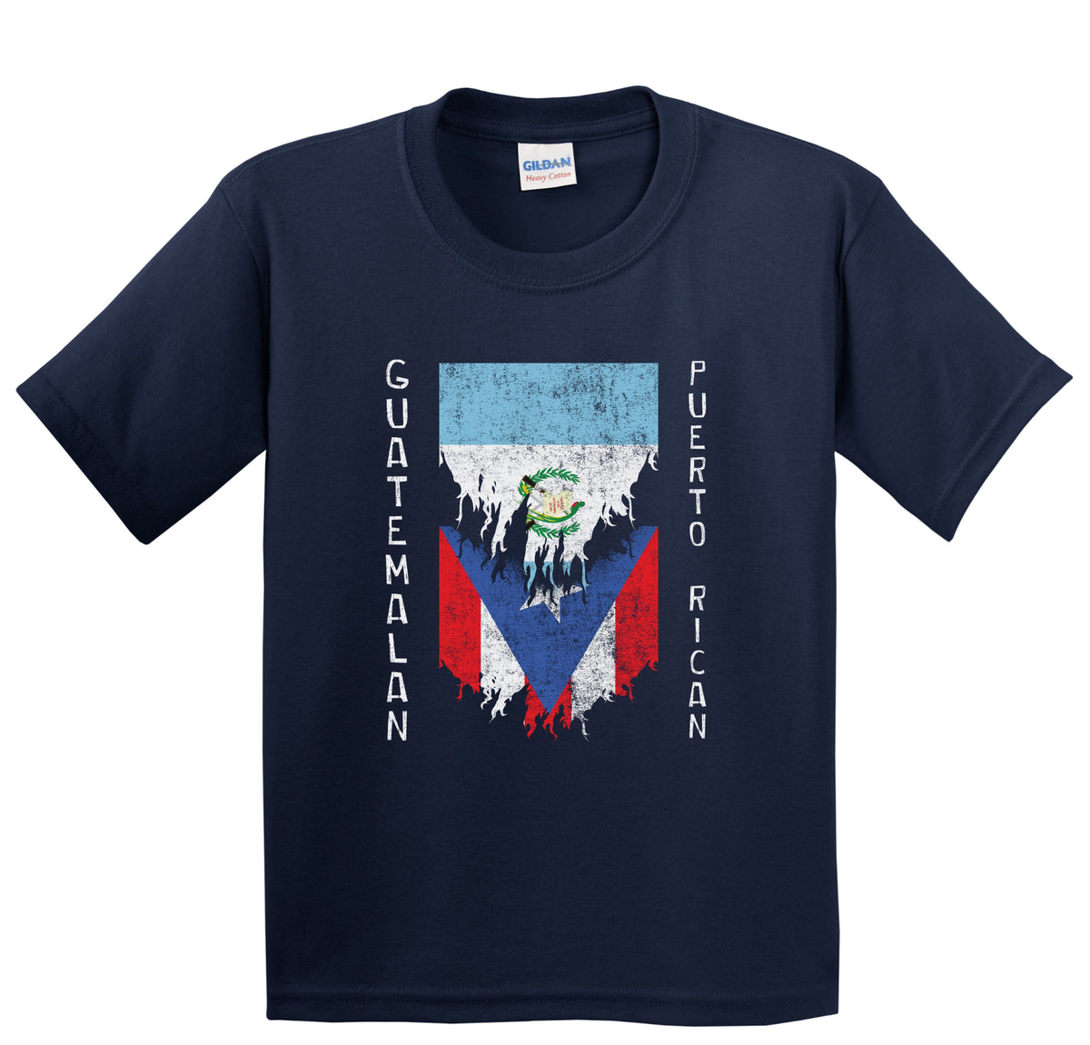 Guatemalan Puerto Rican Flags Ripped Torn Guatemala Puerto Rico Youth T-Shirt