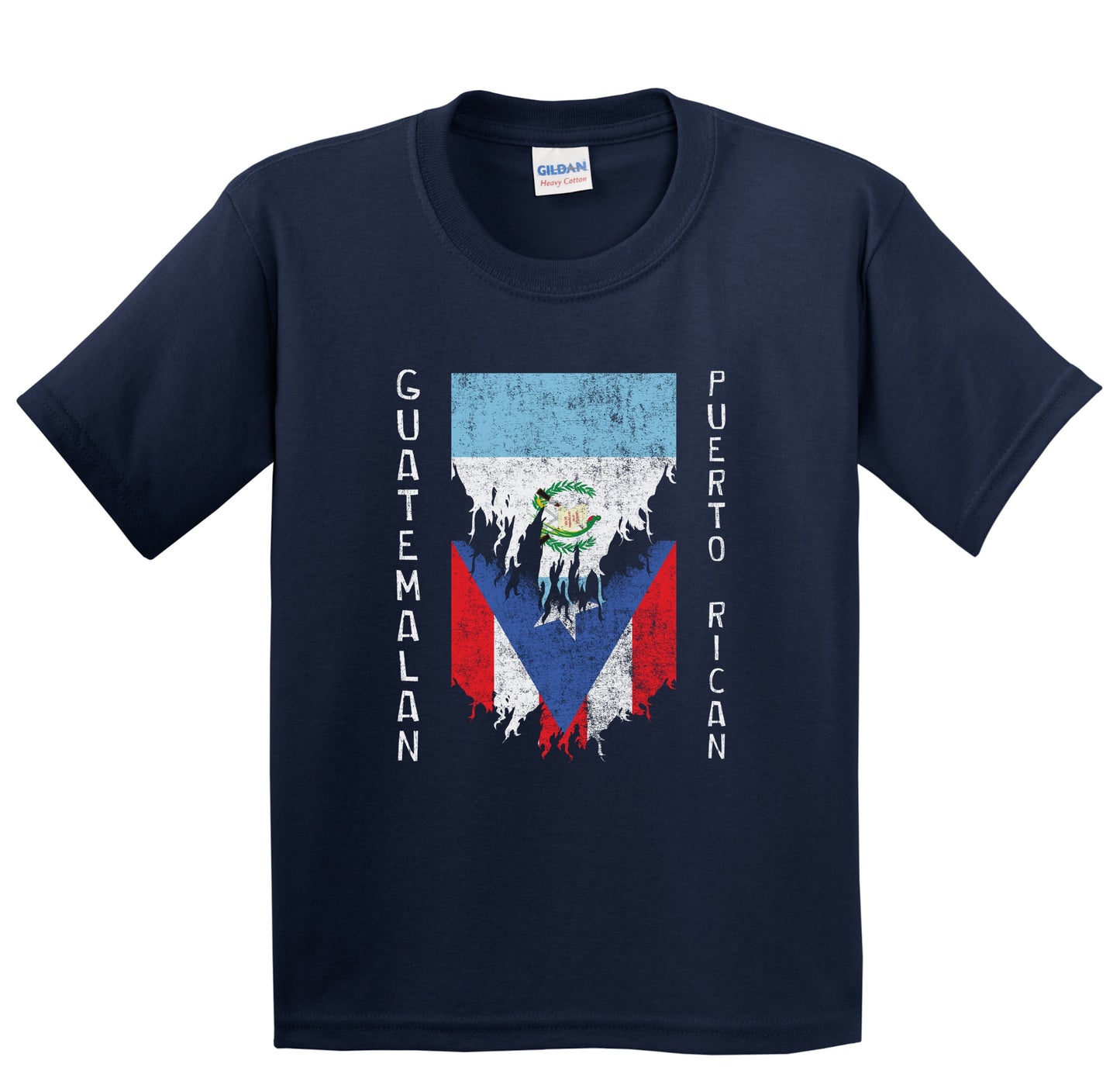 Guatemalan Puerto Rican Flags Ripped Torn Guatemala Puerto Rico Youth T-Shirt