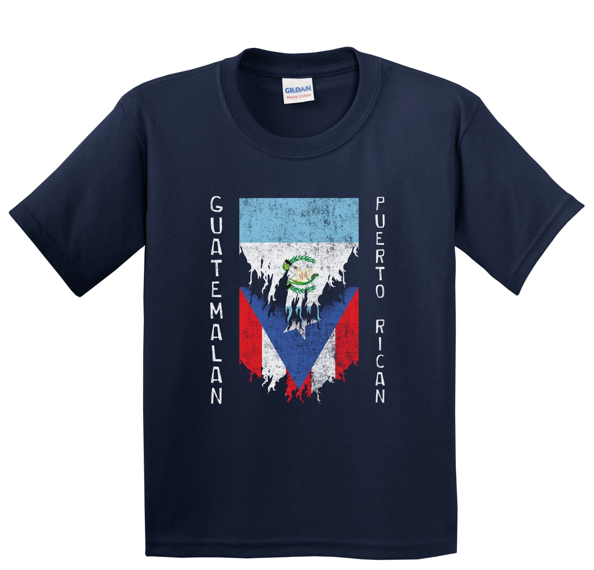 Guatemalan Puerto Rican Flags Ripped Torn Guatemala Puerto Rico Youth T-Shirt