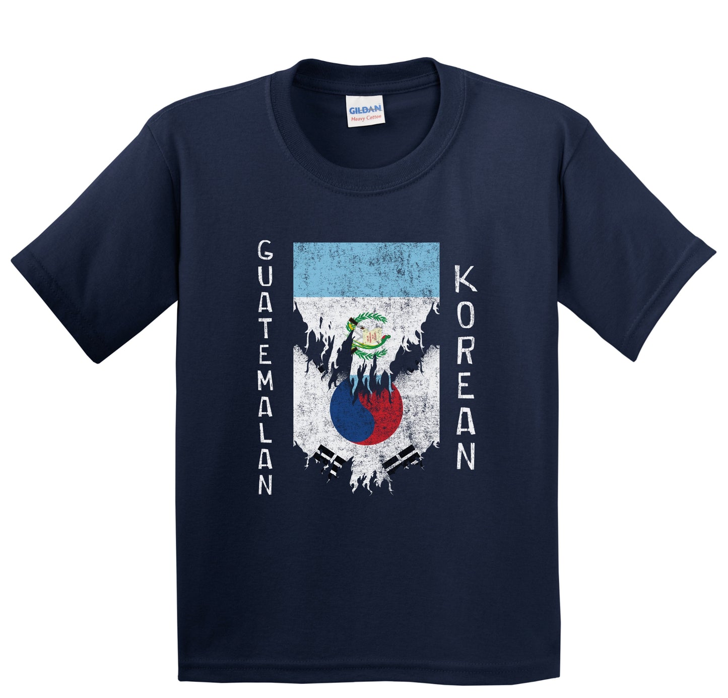 Guatemalan Korean Flags Ripped Torn Guatemala South Korea Youth T-Shirt