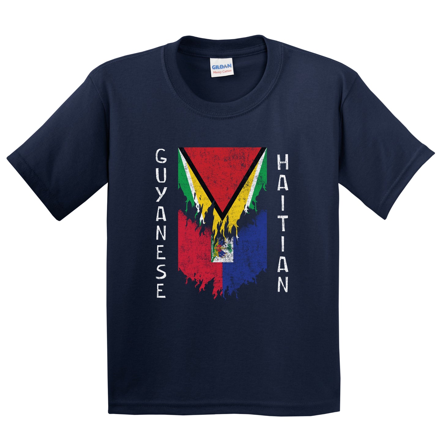 Guyanese Haitian Flags Ripped Torn Guyana Haiti Youth T-Shirt