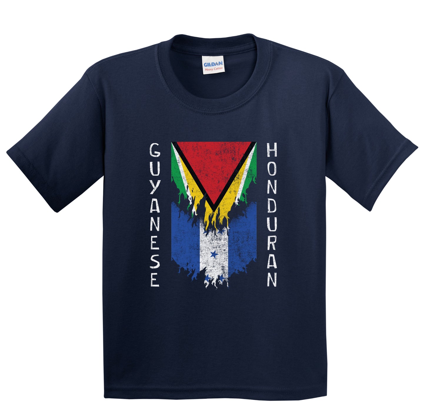 Guyanese Honduran Flags Ripped Torn Guyana Honduras Youth T-Shirt