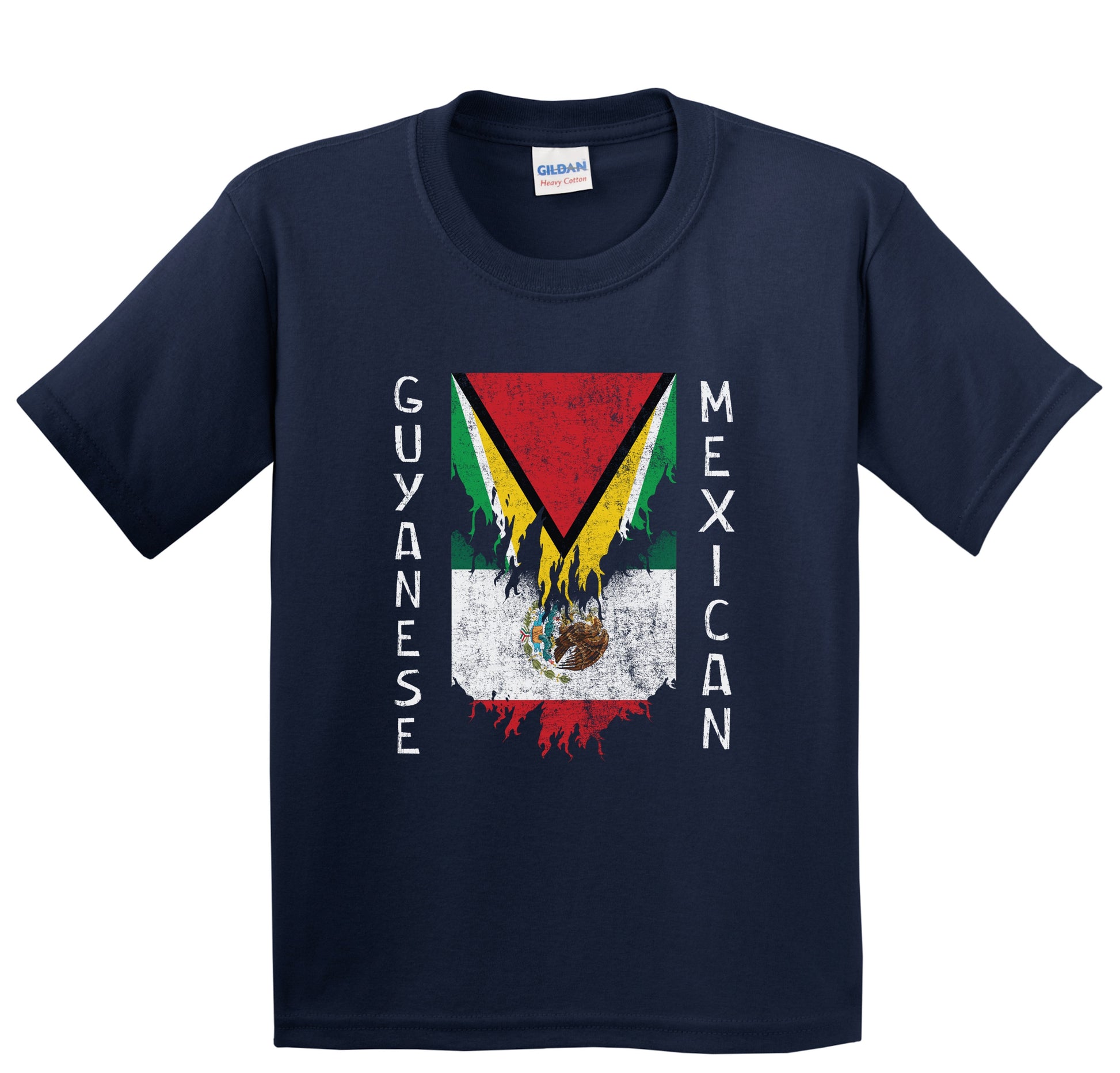 Guyanese Mexican Flags Ripped Torn Guyana Mexico Youth T-Shirt