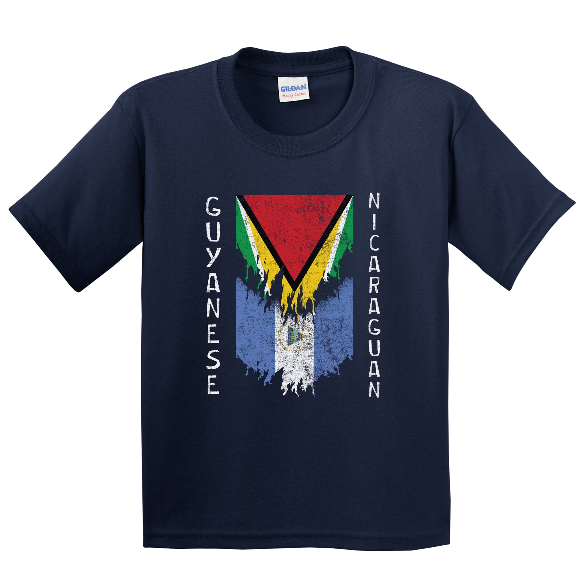 Guyanese Nicaraguan Flags Ripped Torn Guyana Nicaragua Youth T-Shirt