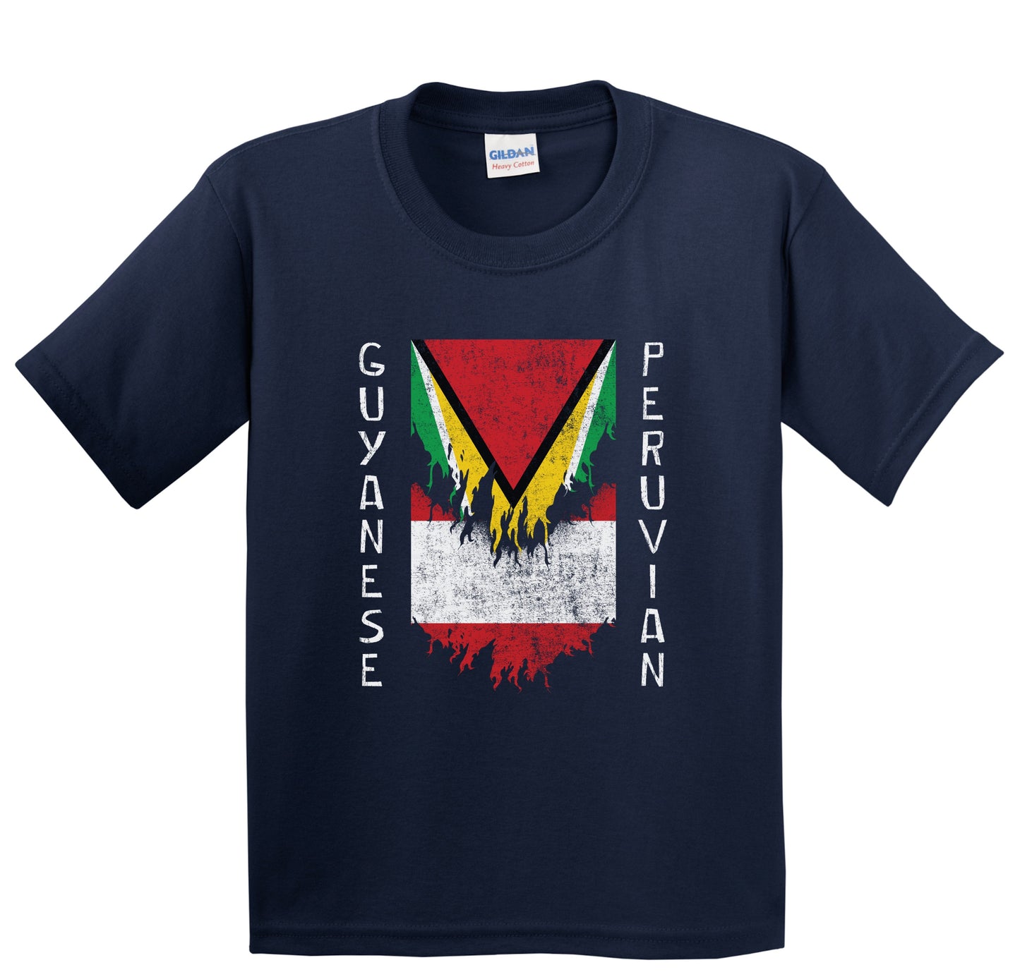 Guyanese Peruvian Flags Ripped Torn Guyana Peru Youth T-Shirt