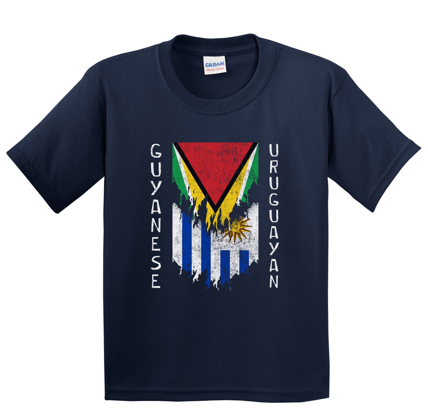 Guyanese Uruguayan Flags Ripped Torn Guyana Uruguay Youth T-Shirt