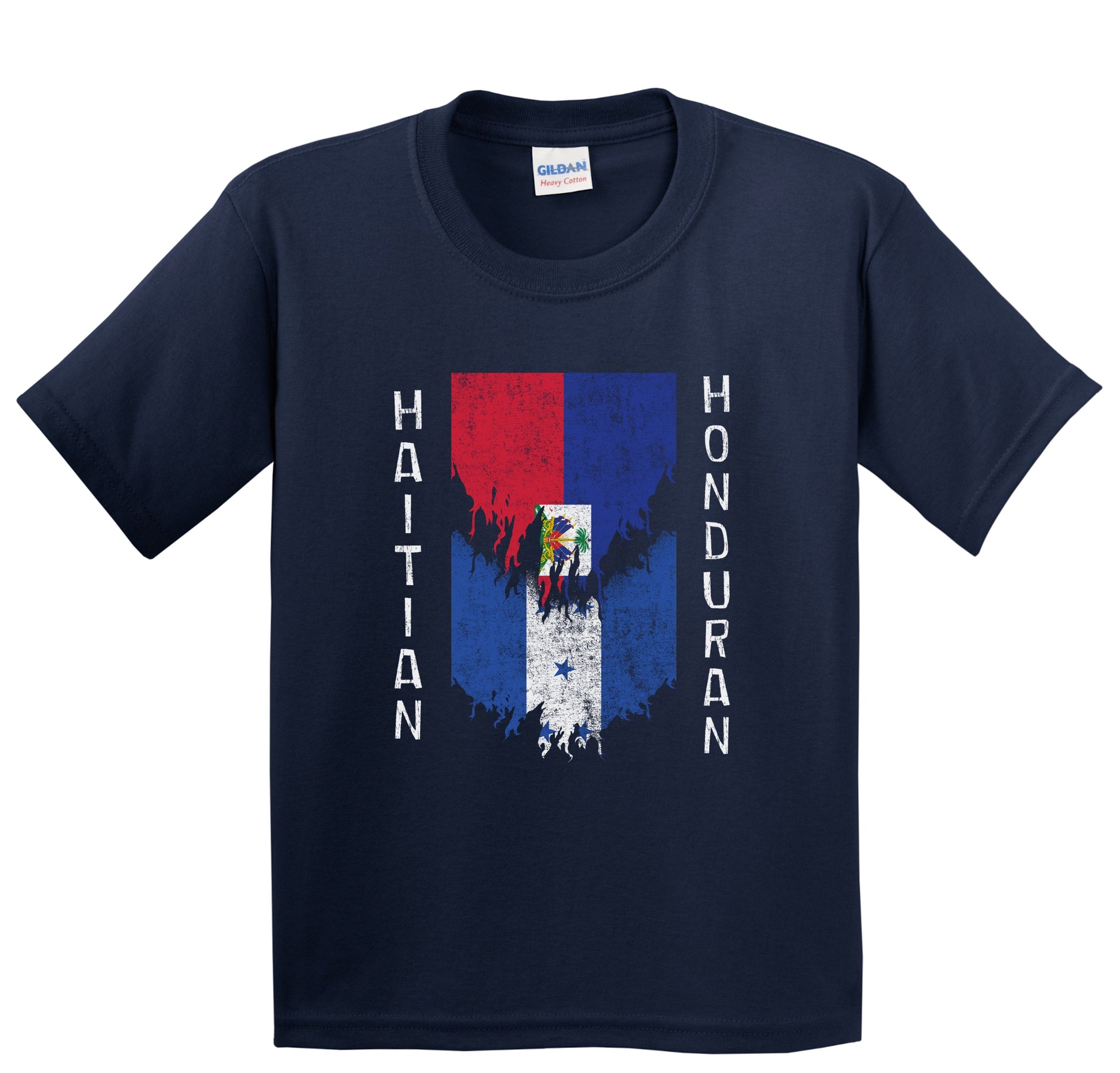 Haitian Honduran Flags Ripped Torn Haiti Honduras Youth T-Shirt