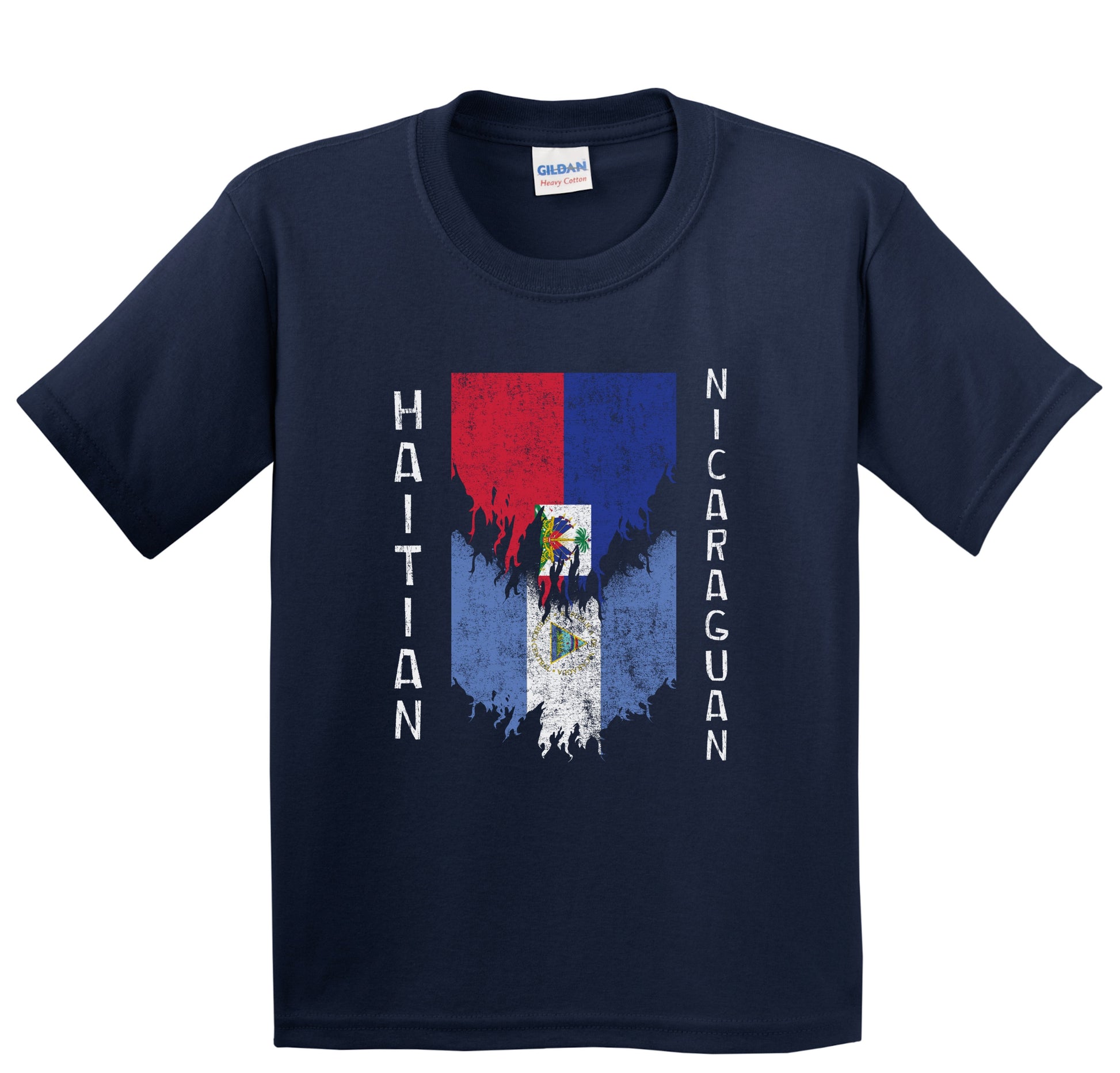 Haitian Nicaraguan Flags Ripped Torn Haiti Nicaragua Youth T-Shirt