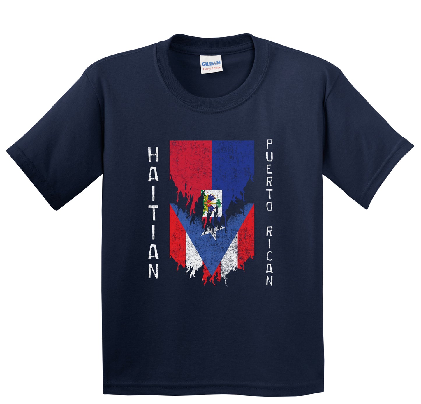 Haitian Puerto Rican Flags Ripped Torn Haiti Puerto Rico Youth T-Shirt