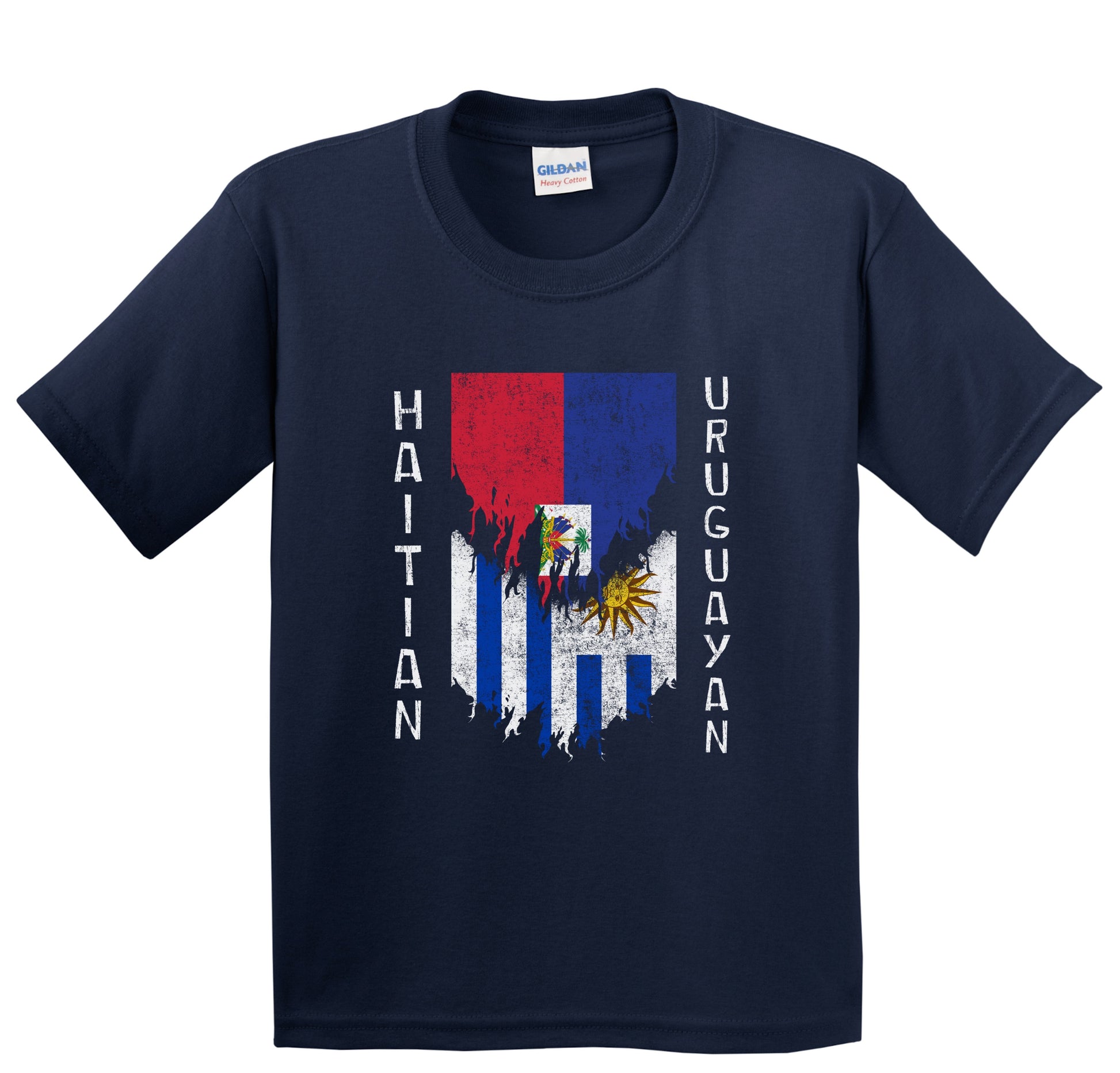 Haitian Uruguayan Flags Ripped Torn Haiti Uruguay Youth T-Shirt
