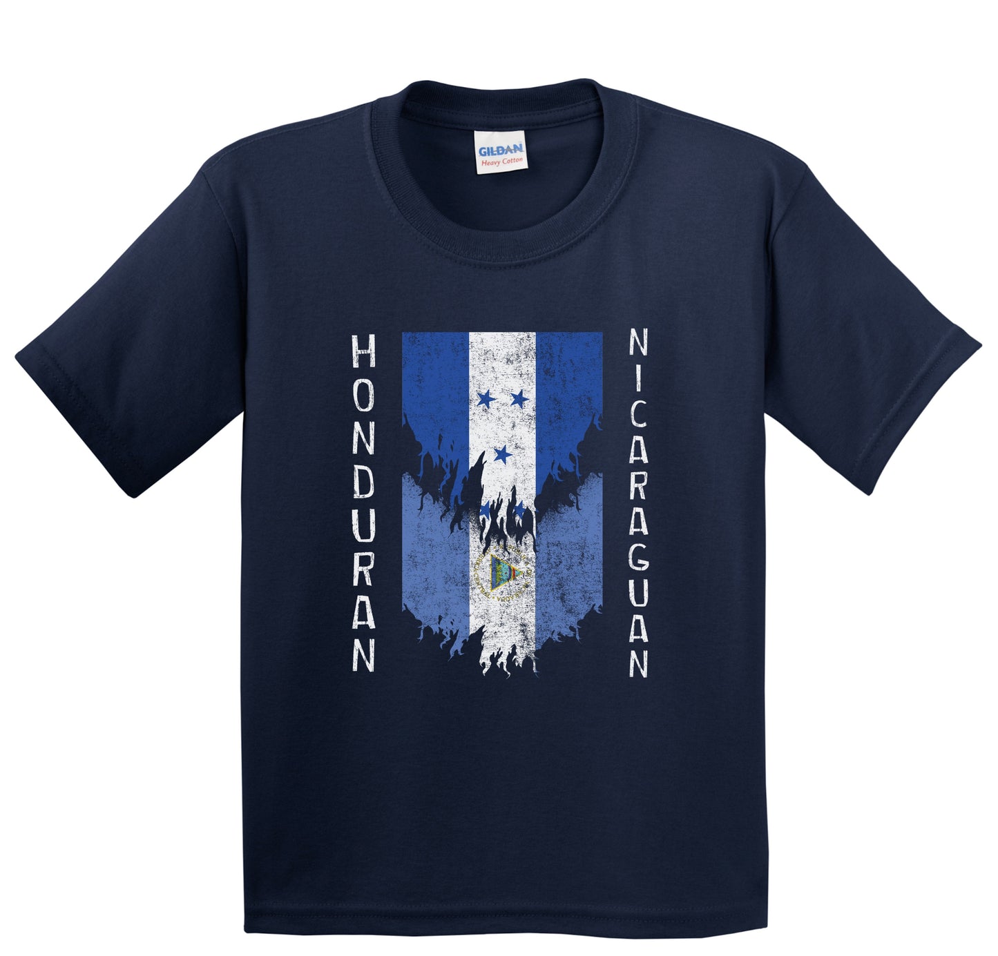 Honduran Nicaraguan Flags Ripped Torn Honduras Nicaragua Youth T-Shirt