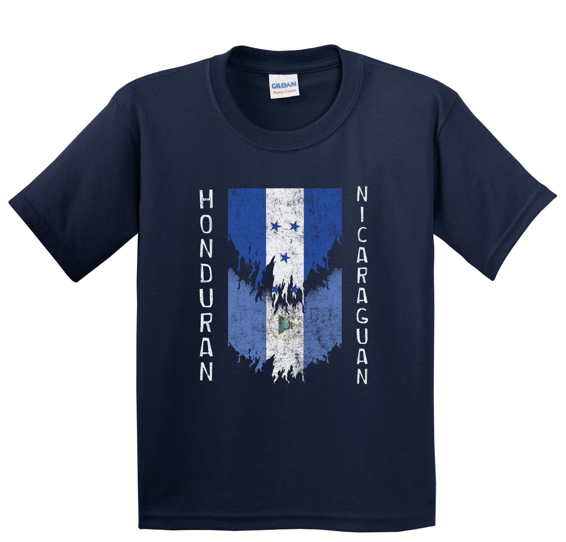 Honduran Nicaraguan Flags Ripped Torn Honduras Nicaragua Youth T-Shirt