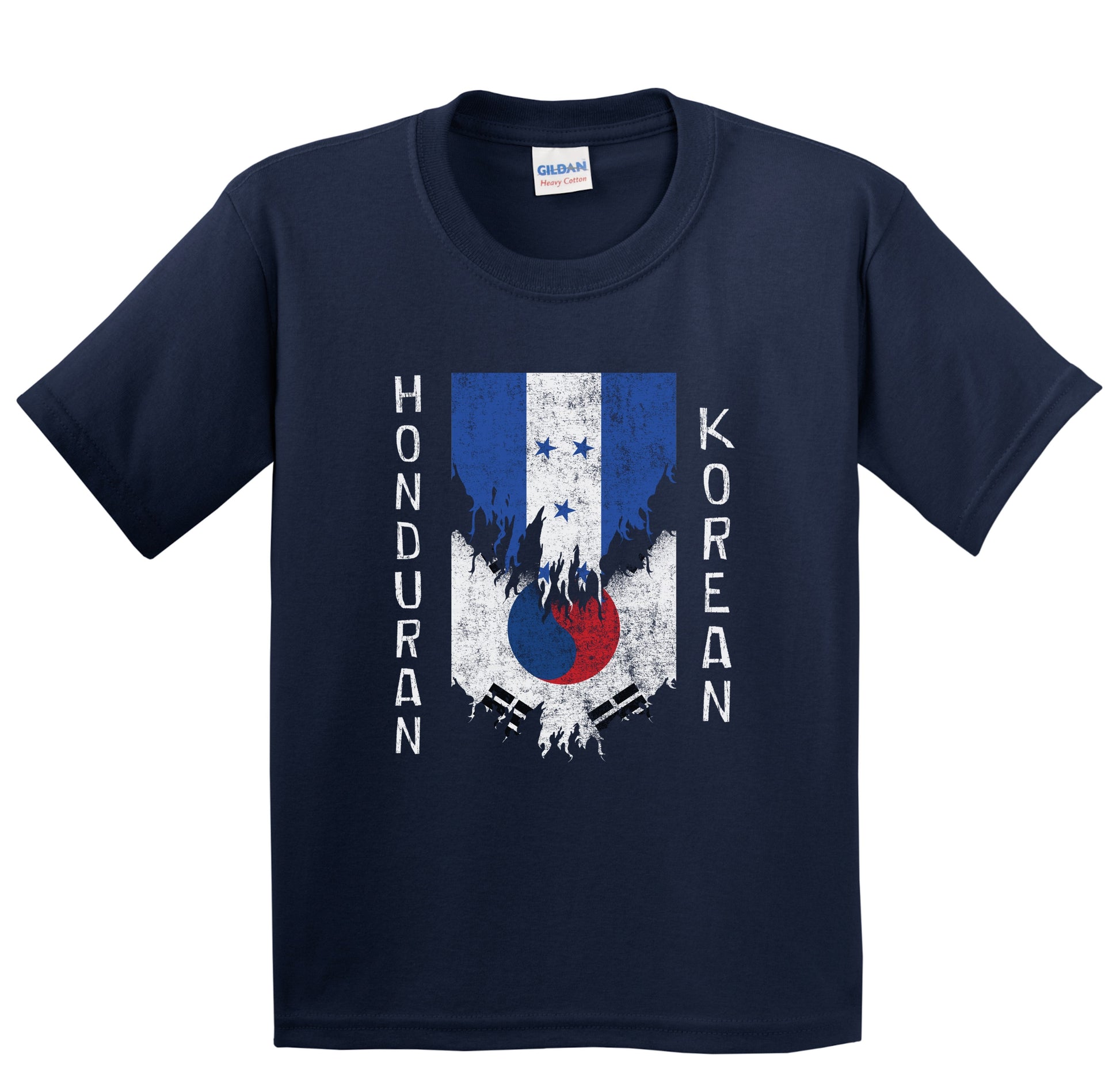 Honduran Korean Flags Ripped Torn Honduras South Korea Youth T-Shirt