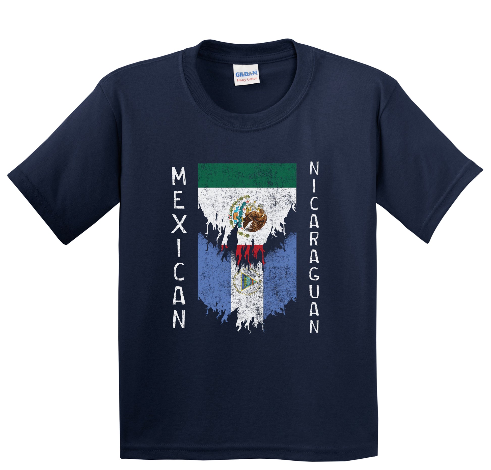 Mexican Nicaraguan Flags Ripped Torn Mexico Nicaragua Youth T-Shirt