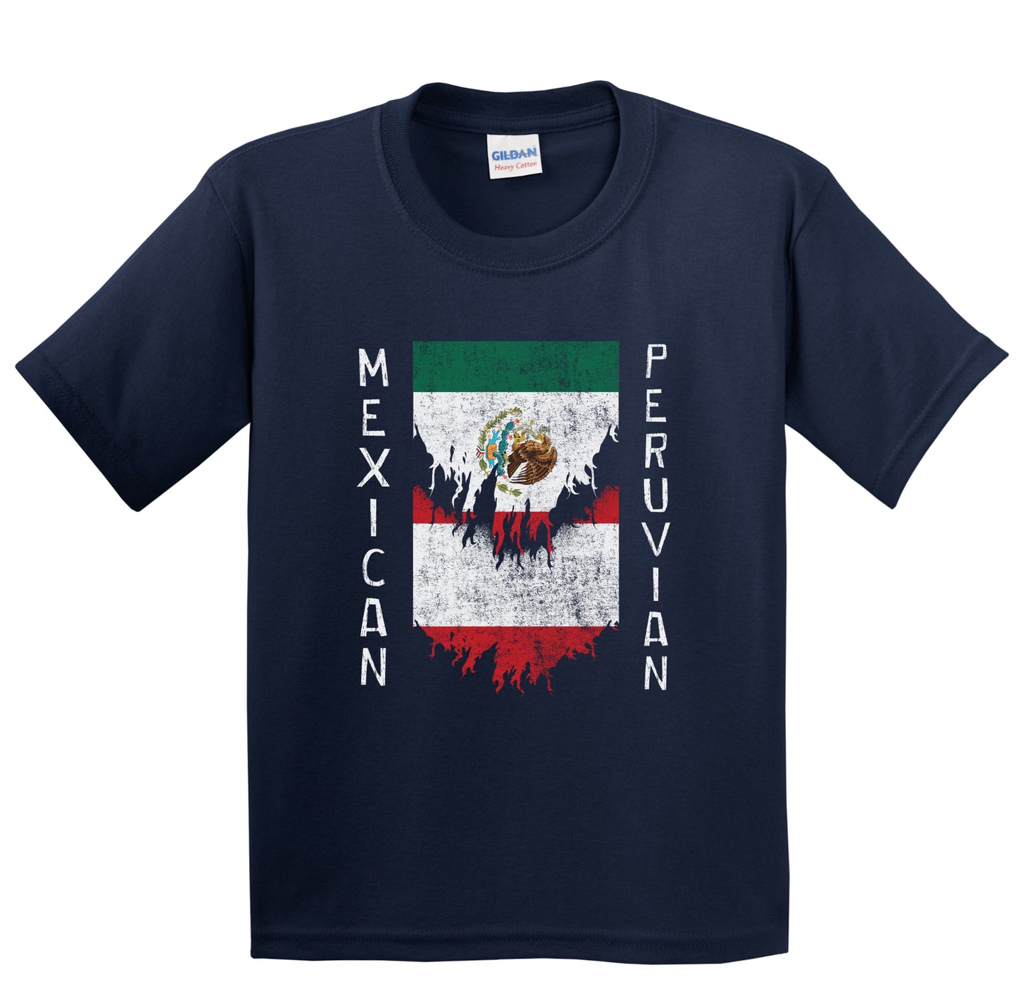 Mexican Peruvian Flags Ripped Torn Mexico Peru Youth T-Shirt