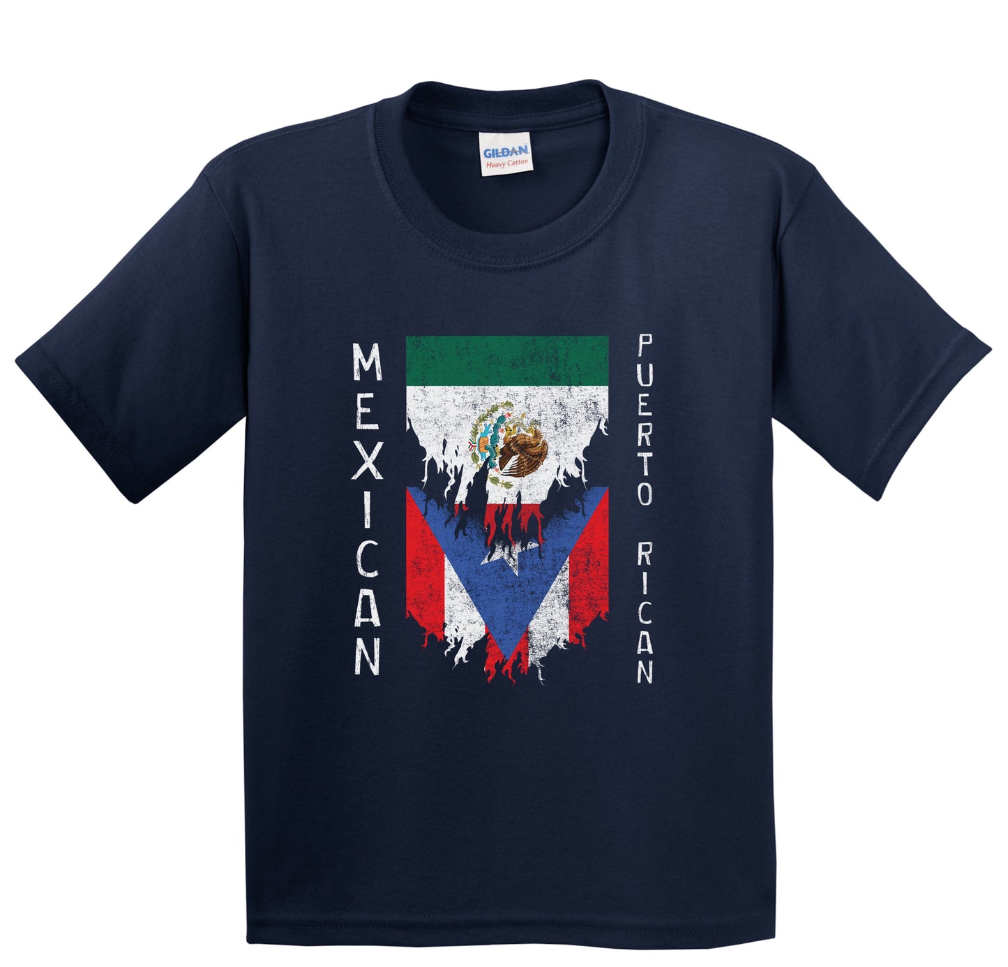 Mexican Puerto Rican Flags Ripped Torn Mexico Puerto Rico Youth T-Shirt