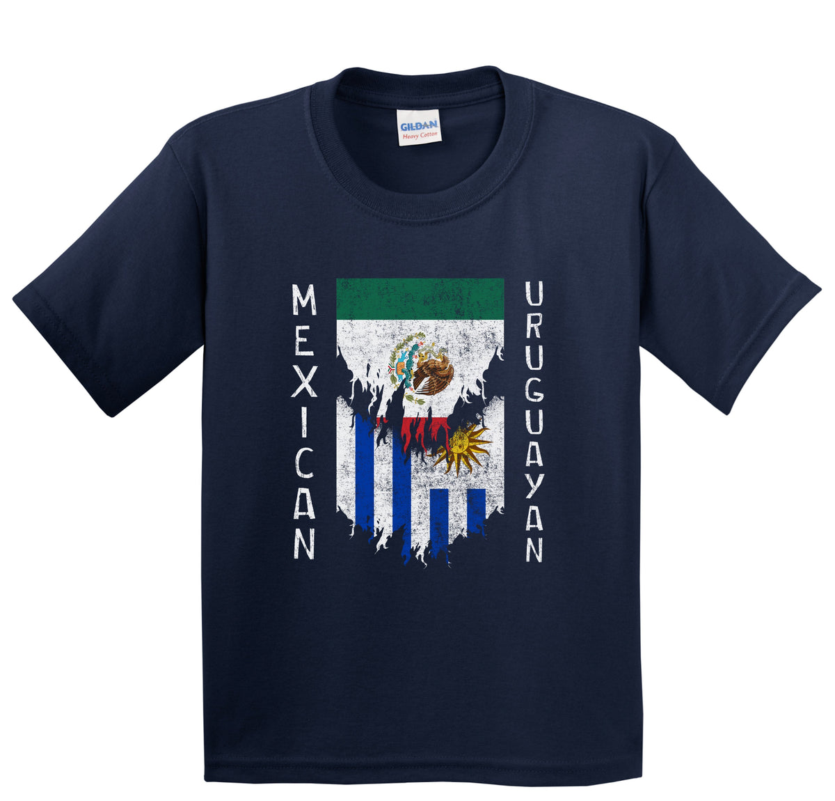 Mexican Uruguayan Flags Ripped Torn Mexico Uruguay Youth T-Shirt