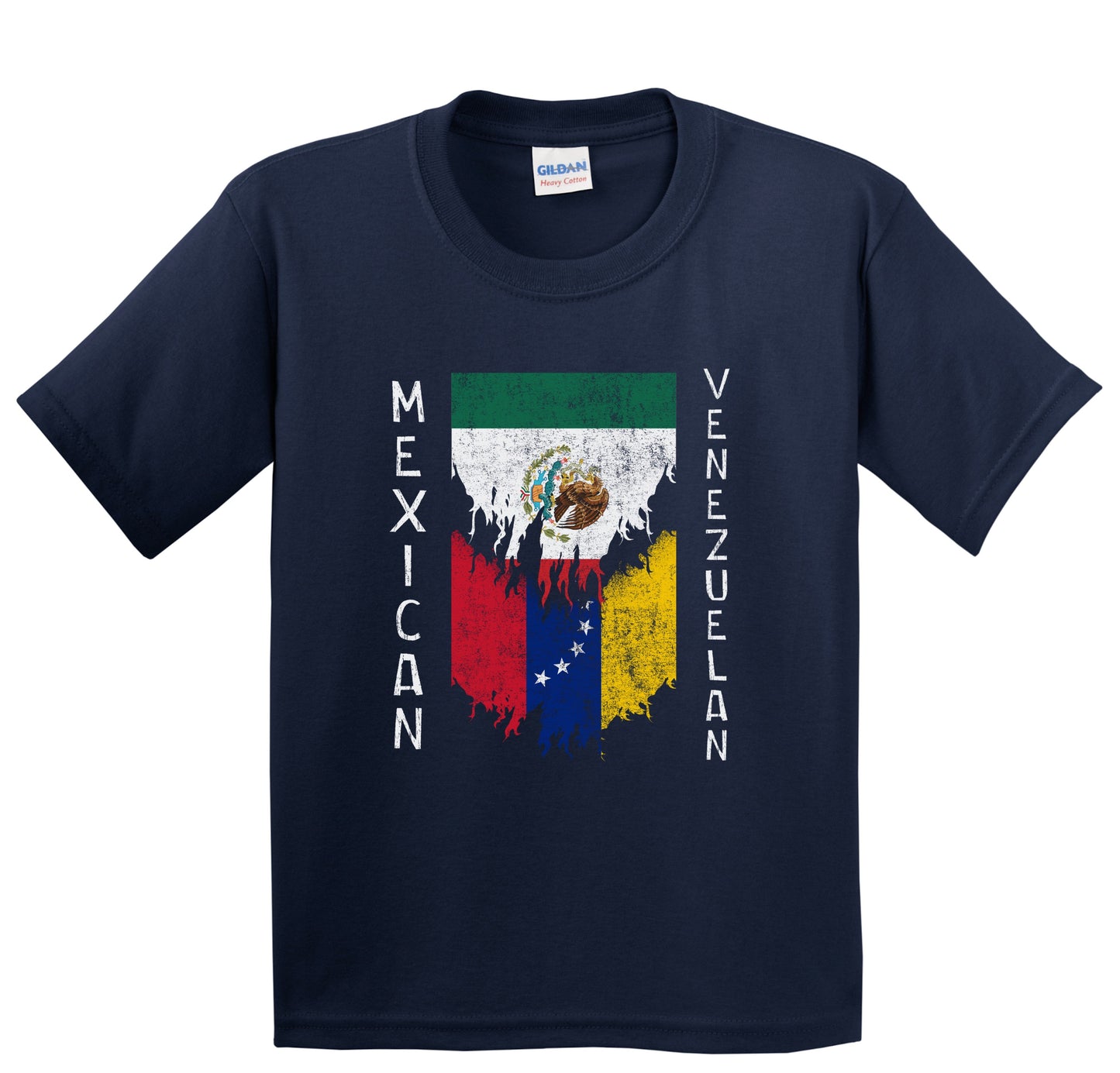 Mexican Venezuelan Flags Ripped Torn Mexico Venezuela Youth T-Shirt