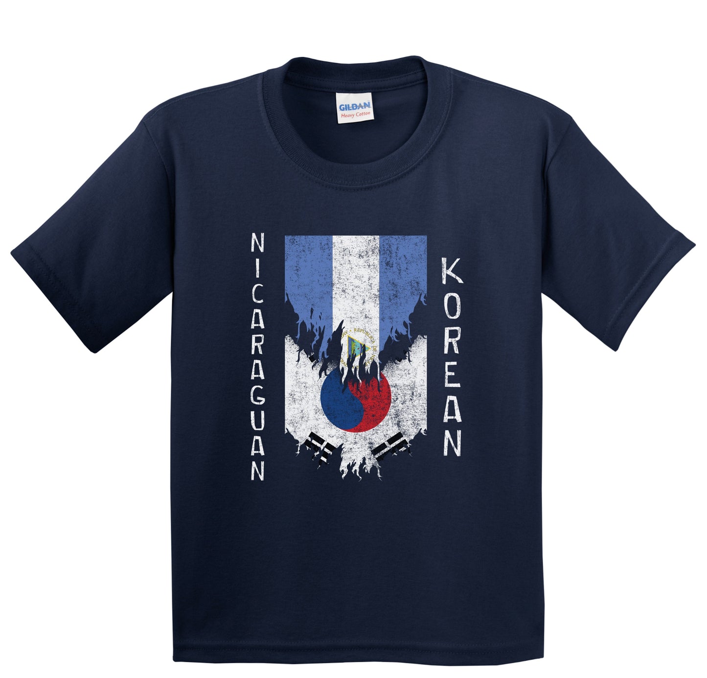 Nicaraguan Korean Flags Ripped Torn Nicaragua South Korea Youth T-Shirt