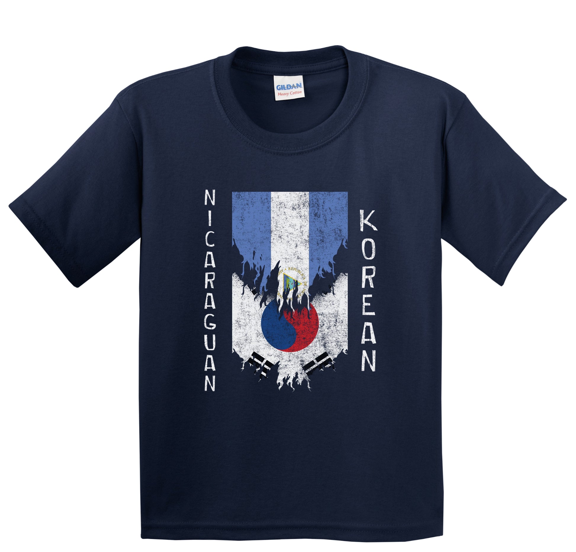 Nicaraguan Korean Flags Ripped Torn Nicaragua South Korea Youth T-Shirt