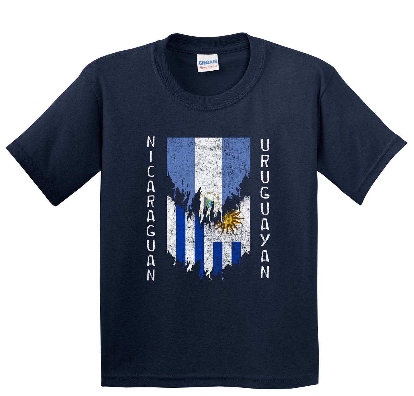 Nicaraguan Uruguayan Flags Ripped Torn Nicaragua Uruguay Youth T-Shirt