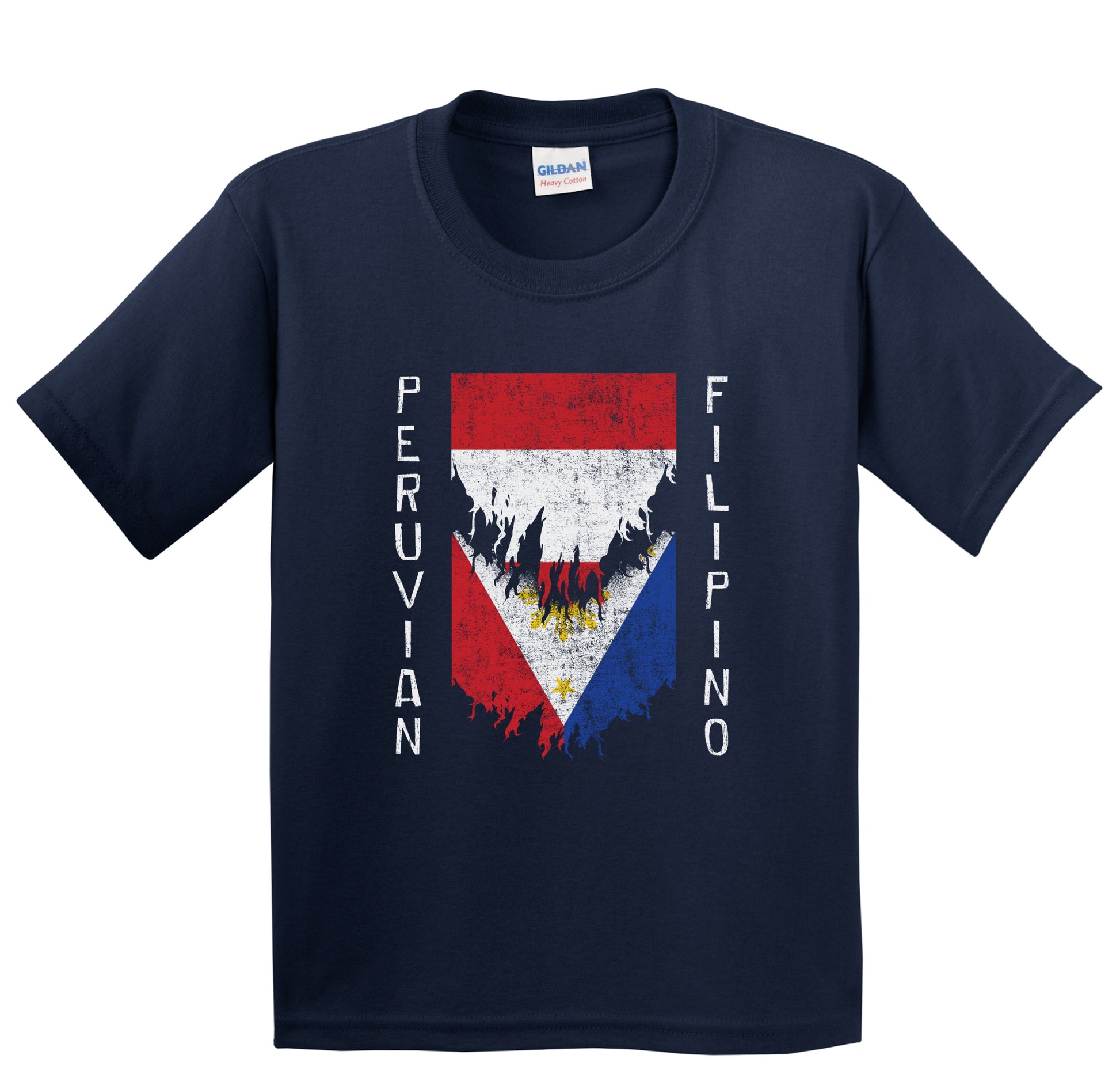 Peruvian Filipino Flags Ripped Torn Peru Philippines Youth T-Shirt