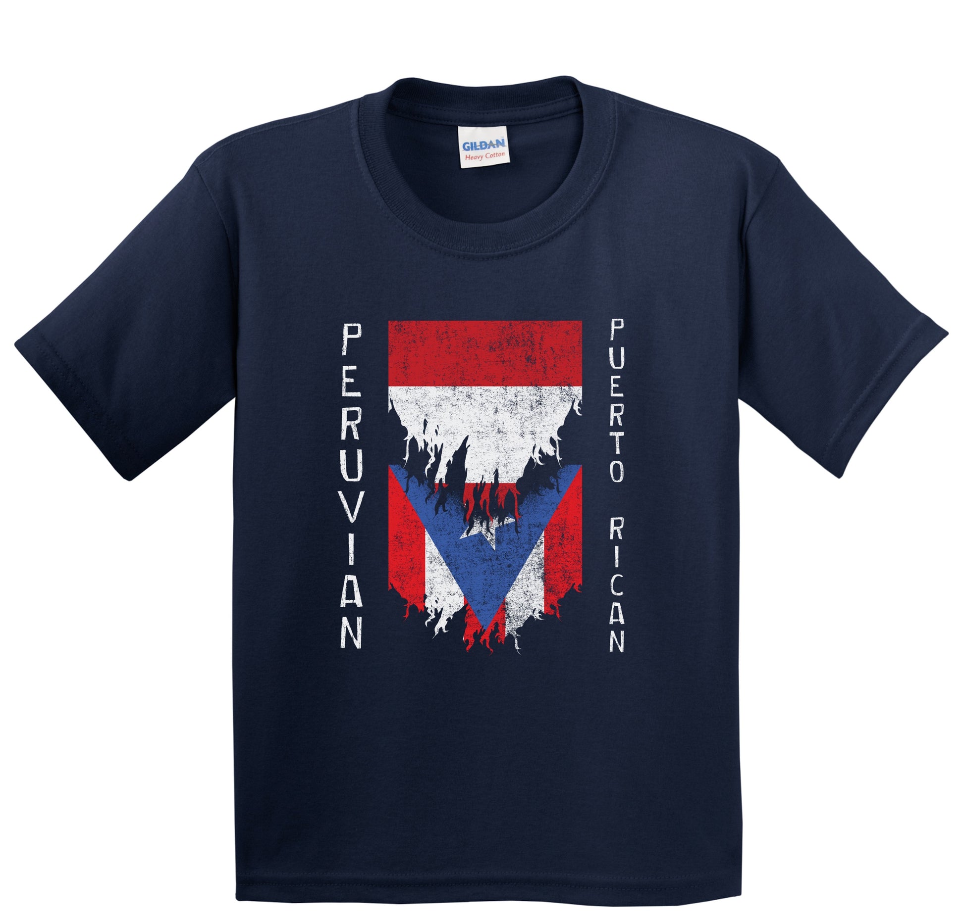 Peruvian Puerto Rican Flags Ripped Torn Peru Puerto Rico Youth T-Shirt