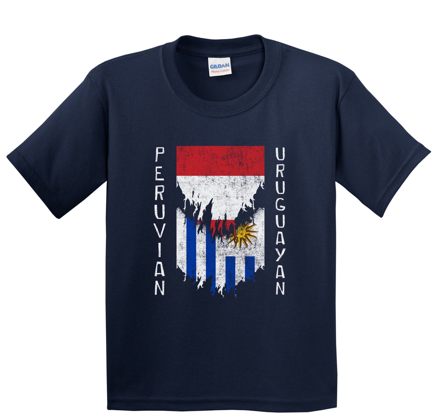 Peruvian Uruguayan Flags Ripped Torn Peru Uruguay Youth T-Shirt