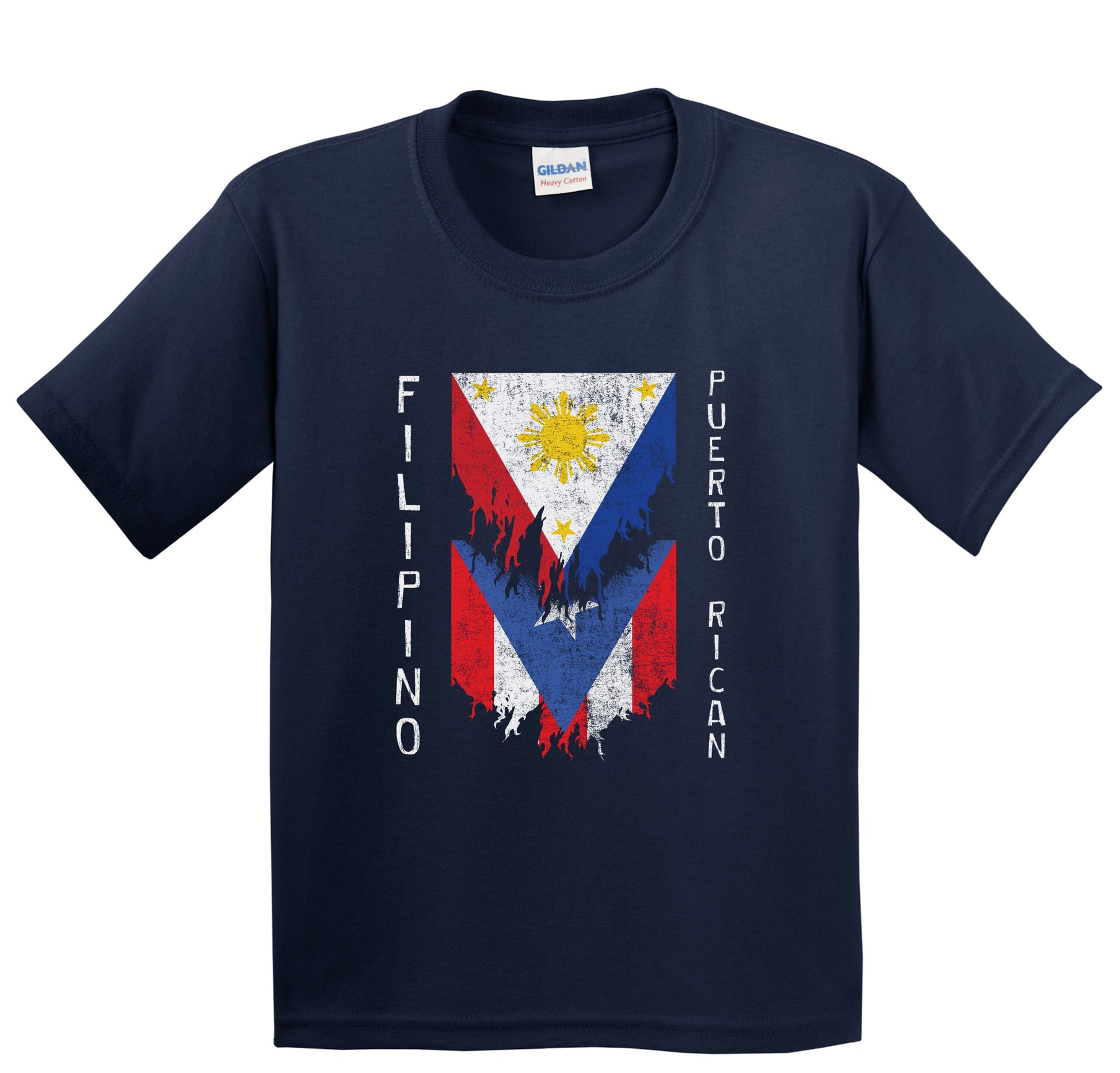 Filipino Puerto Rican Flags Ripped Torn Philippines Puerto Rico Youth T-Shirt