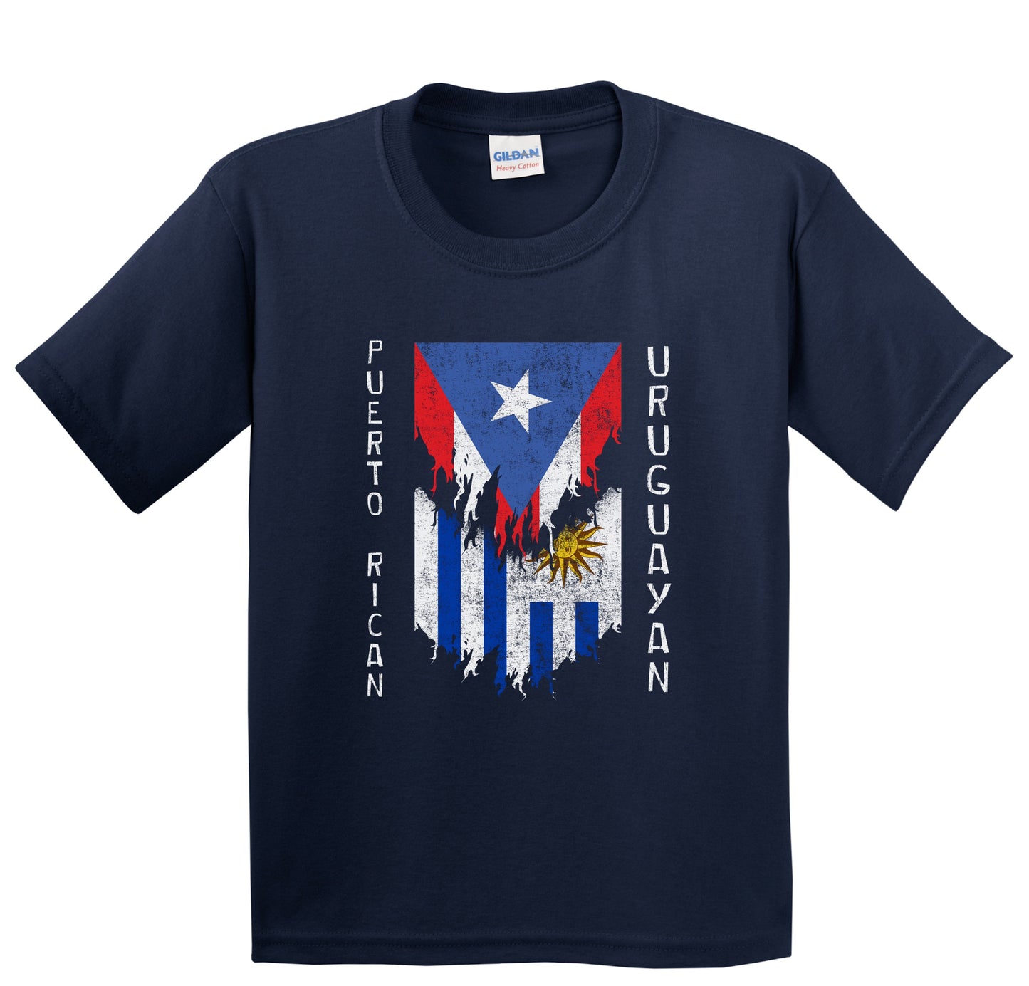 Puerto Rican Uruguayan Flags Ripped Torn Puerto Rico Uruguay Youth T-Shirt