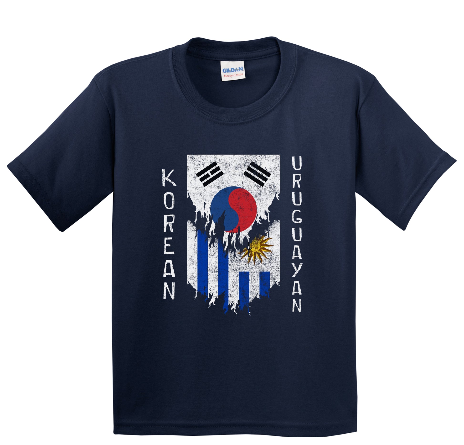 Korean Uruguayan Flags Ripped Torn South Korea Uruguay Youth T-Shirt