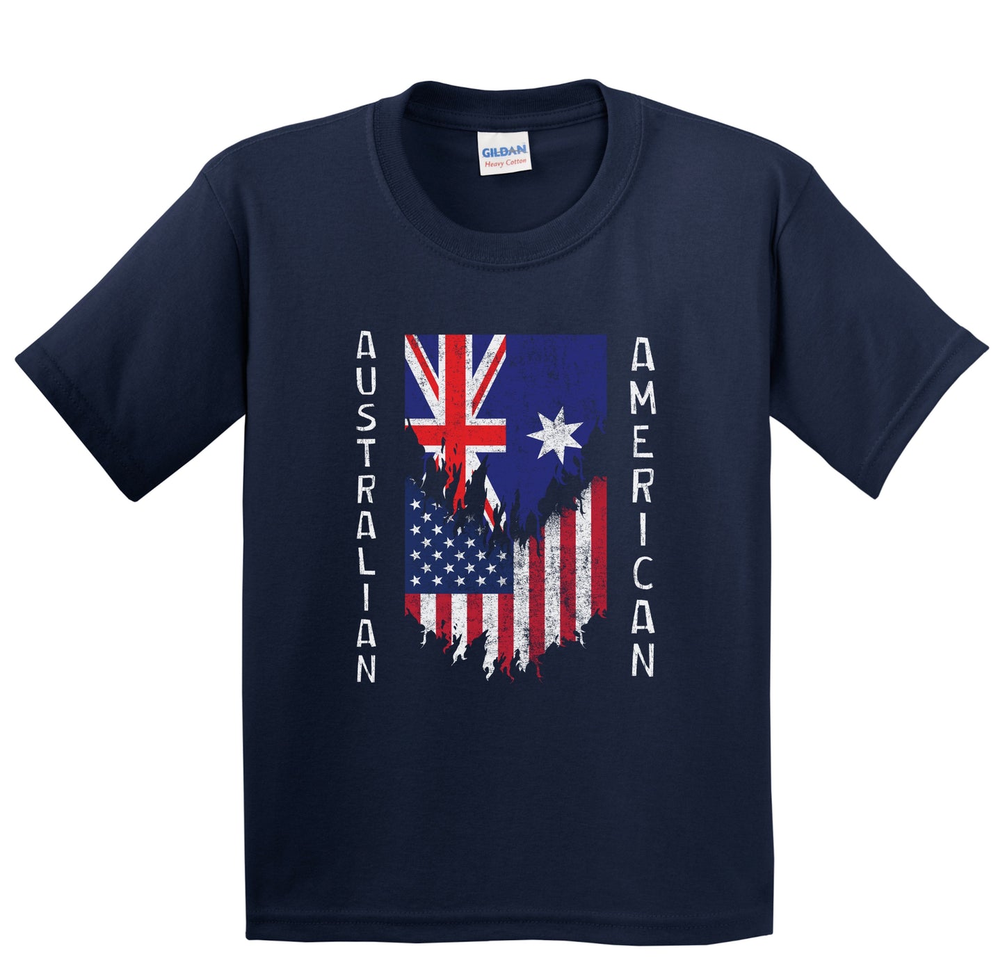 Australian American Flags Ripped Torn Australia Youth T-Shirt