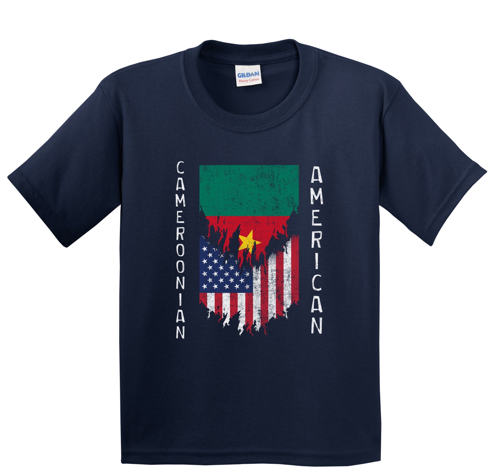 Cameroonian American Flags Ripped Torn Cameroon Youth T-Shirt