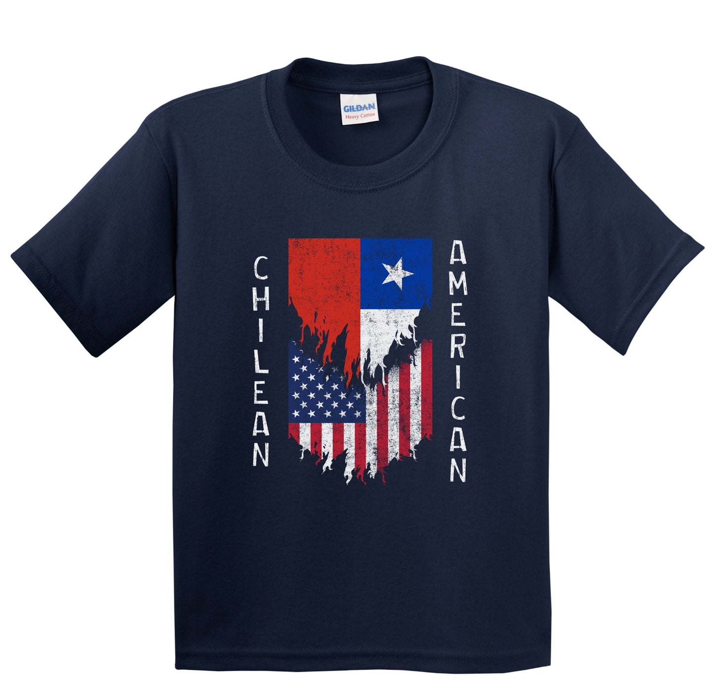 Chilean American Flags Ripped Torn Chile Youth T-Shirt