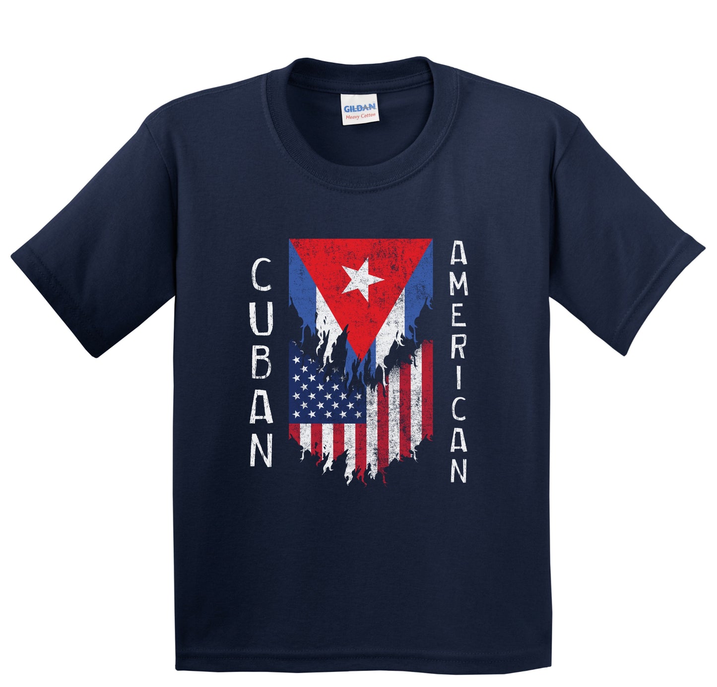 Cuban American Flags Ripped Torn Cuba Youth T-Shirt