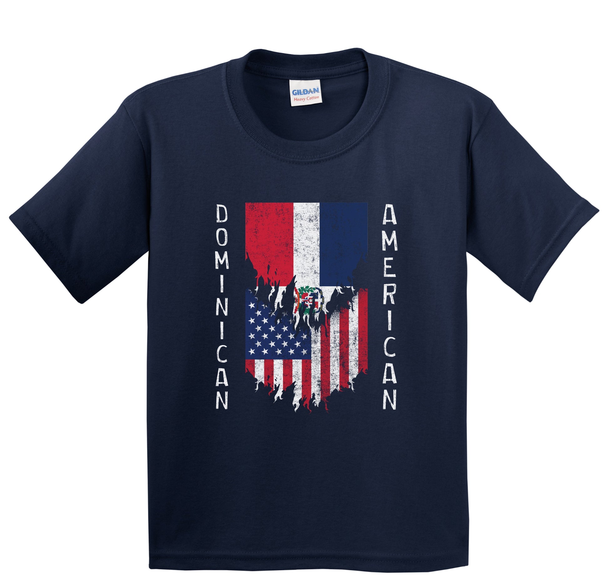 Dominican American Flags Ripped Torn Dominican Republic Youth T-Shirt