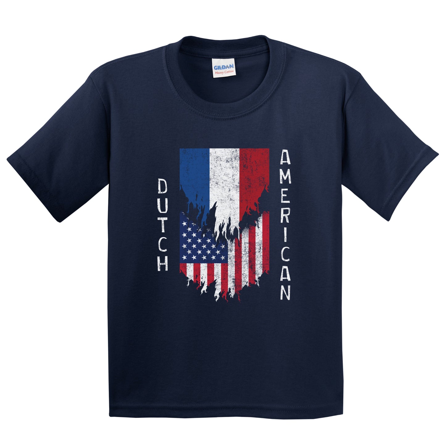 Dutch American Flags Ripped Torn Netherlands Youth T-Shirt