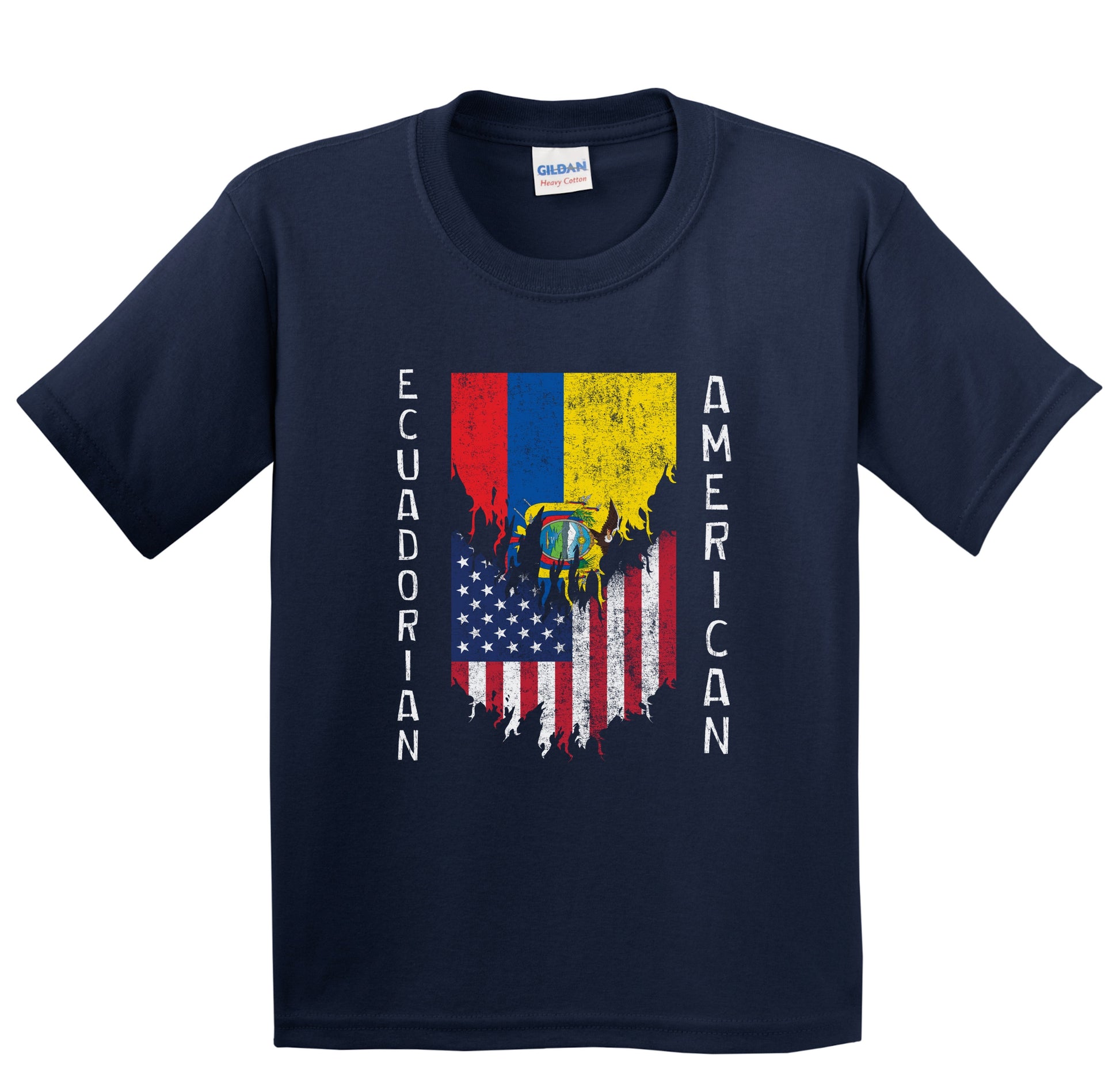 Ecuadorian American Flags Ripped Torn Ecuador Youth T-Shirt