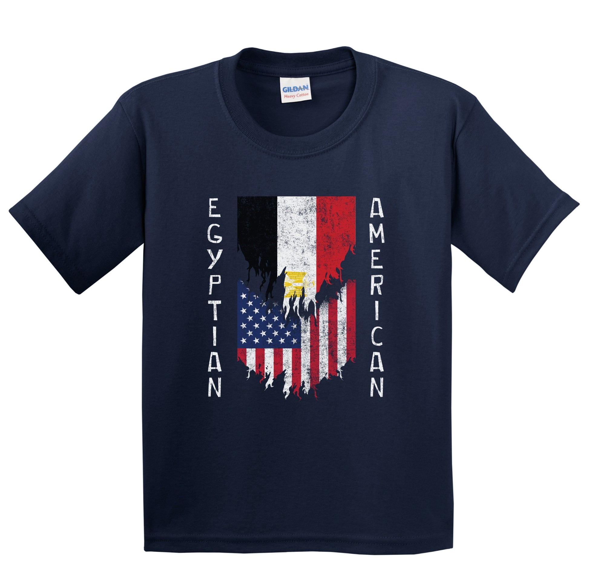 Egyptian American Flags Ripped Torn Egypt Youth T-Shirt