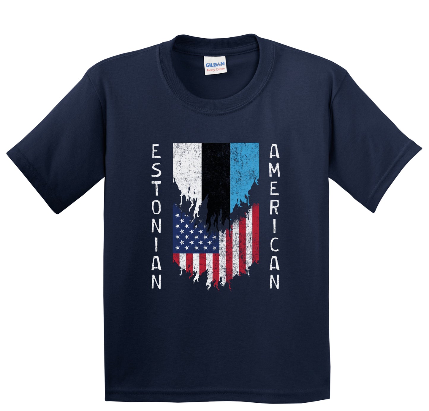 Estonian American Flags Ripped Torn Estonia Youth T-Shirt