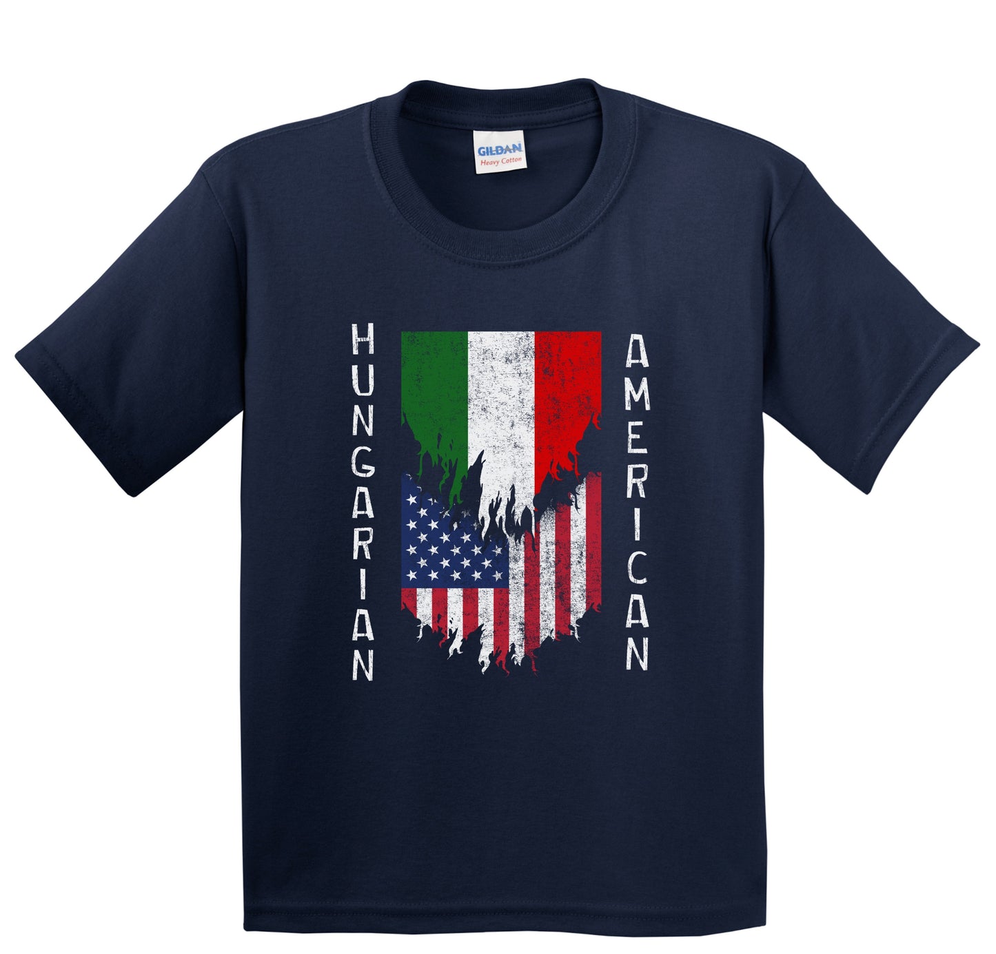 Hungarian American Flags Ripped Torn Hungary Youth T-Shirt