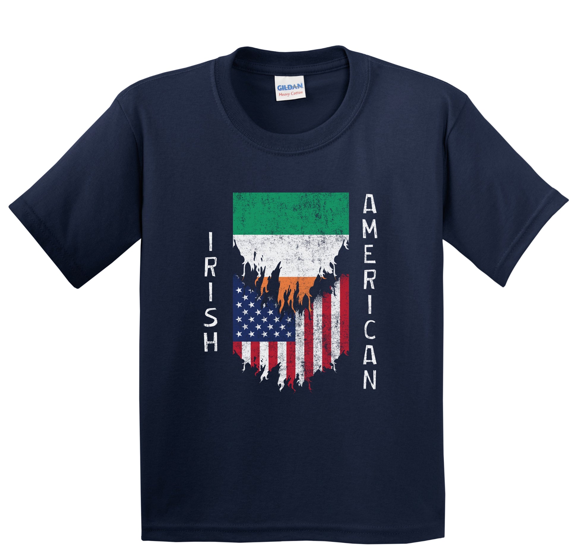 Irish American Flags Ripped Torn Ireland Youth T-Shirt