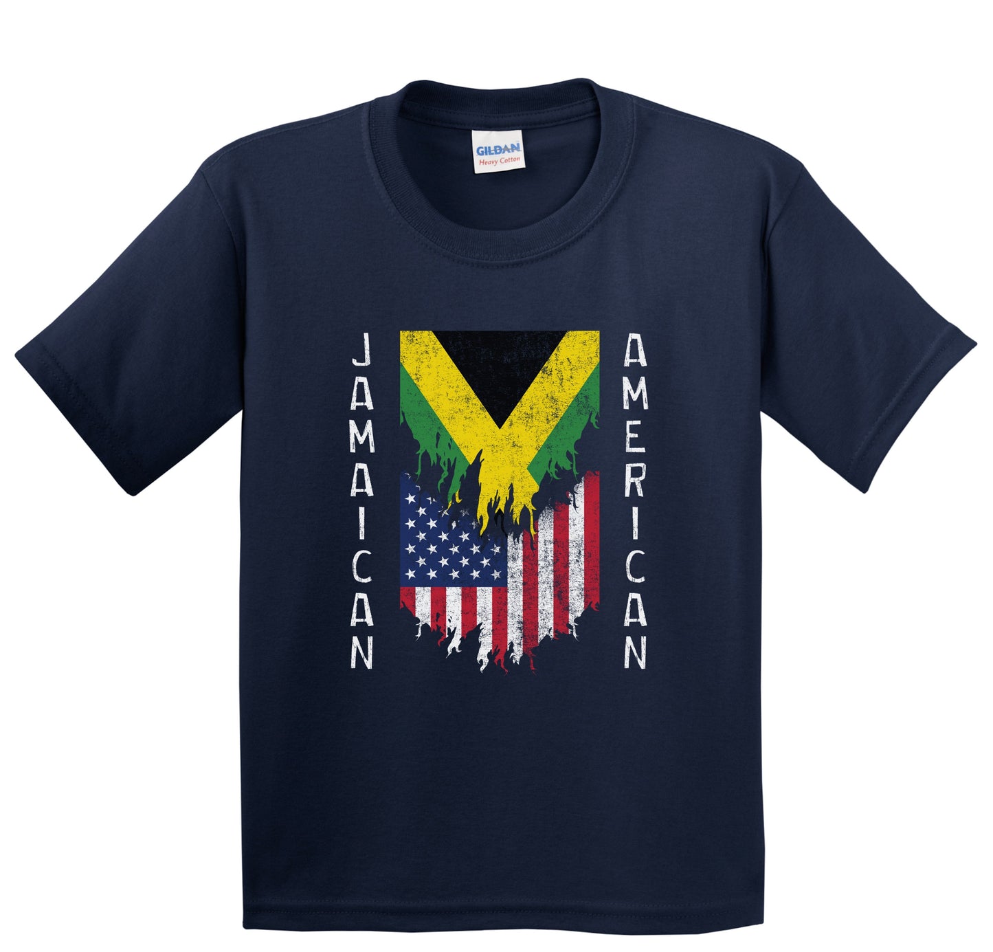 Jamaican American Flags Ripped Torn Jamaica Youth T-Shirt