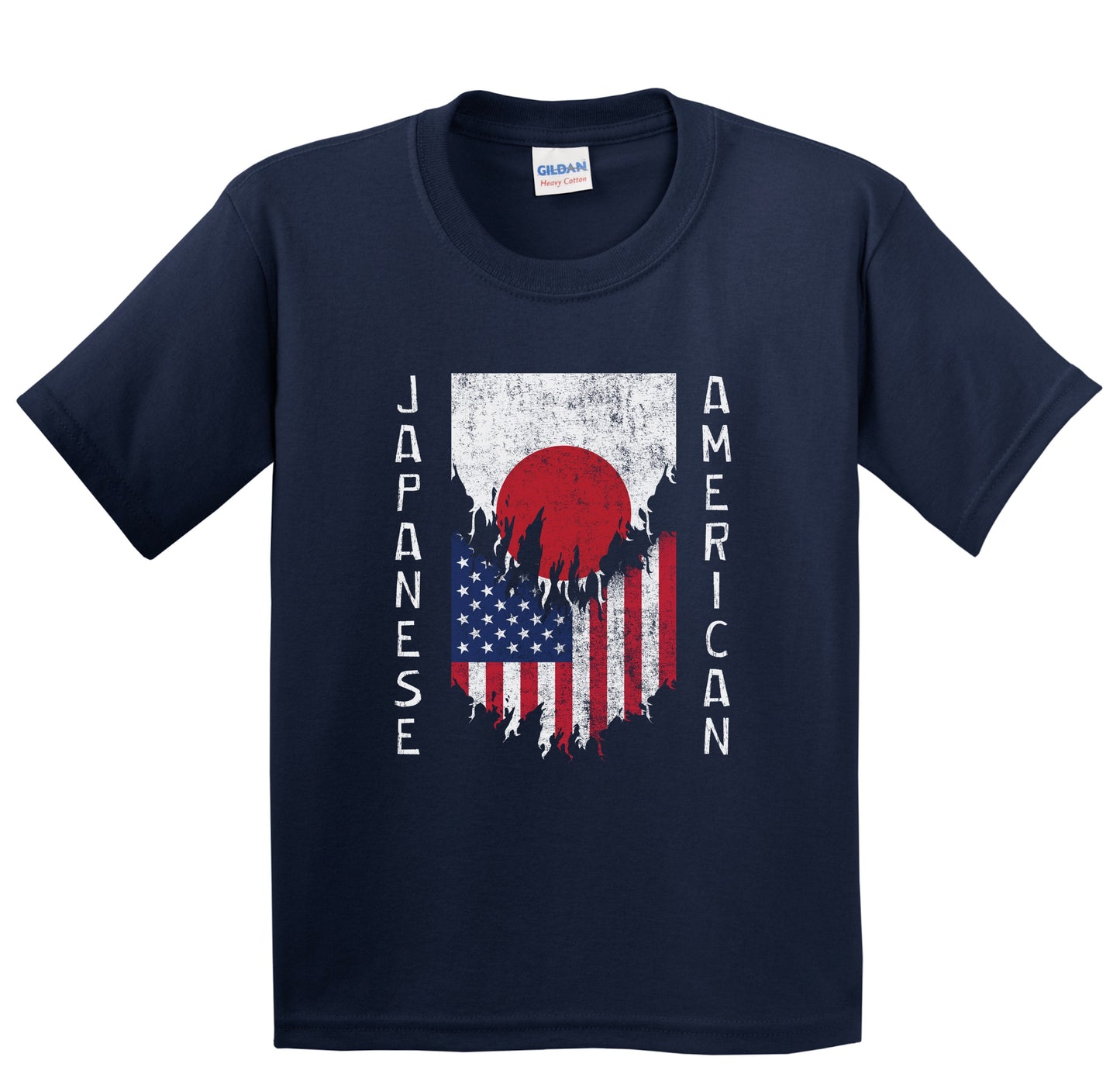 Japanese American Flags Ripped Torn Japan Youth T-Shirt